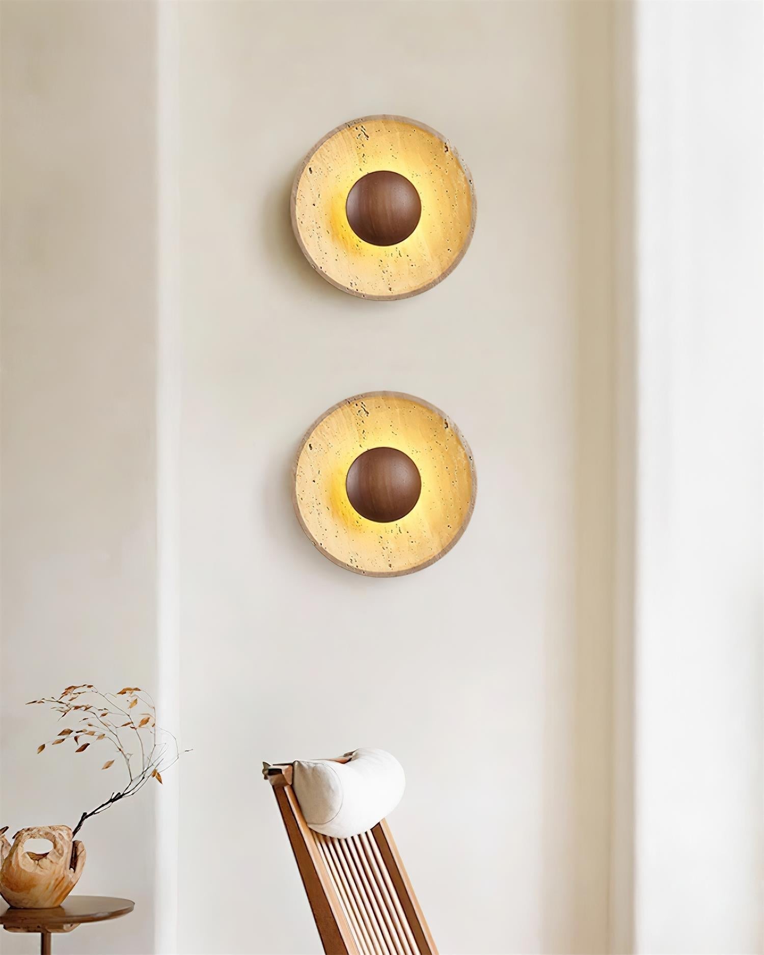 Gionne Wood & Travertine Wall Lamp