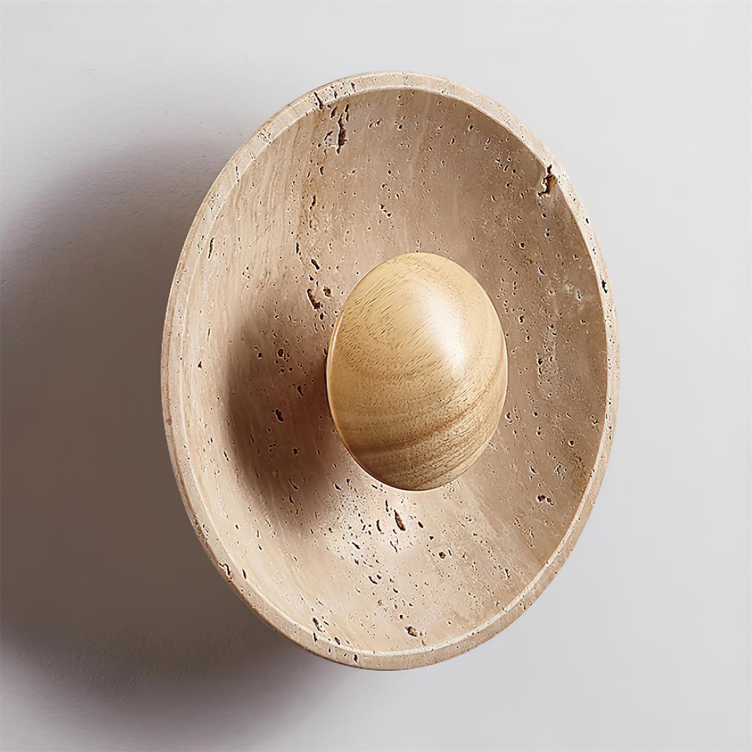 Norvian Wall Lamp Round Travertine Minimalist-Neutral Decor