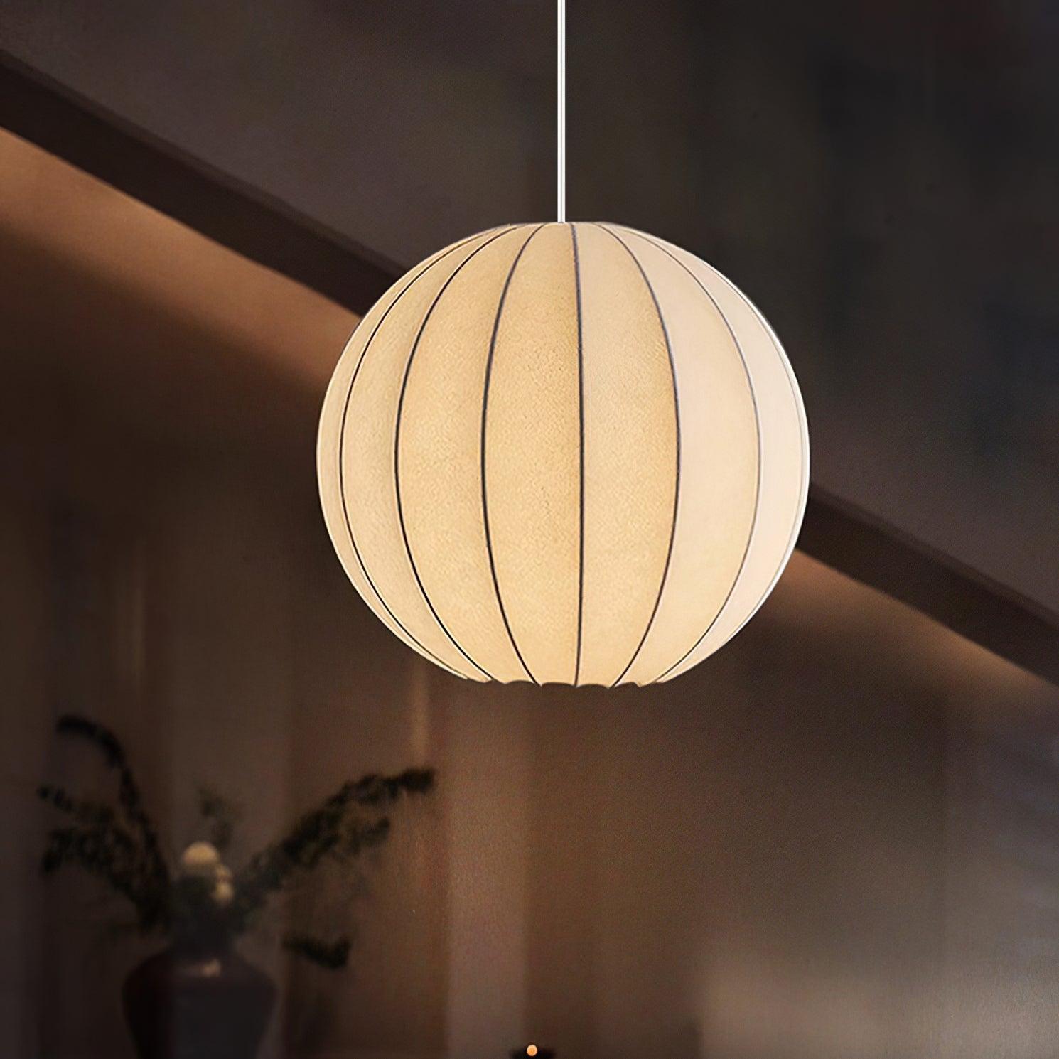 Pendant Light Silk Ribbed Globe Modern Minimalist Ambient Dining
