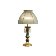 Kenton Green Ceramic Table Lamp with a fabric shade.
