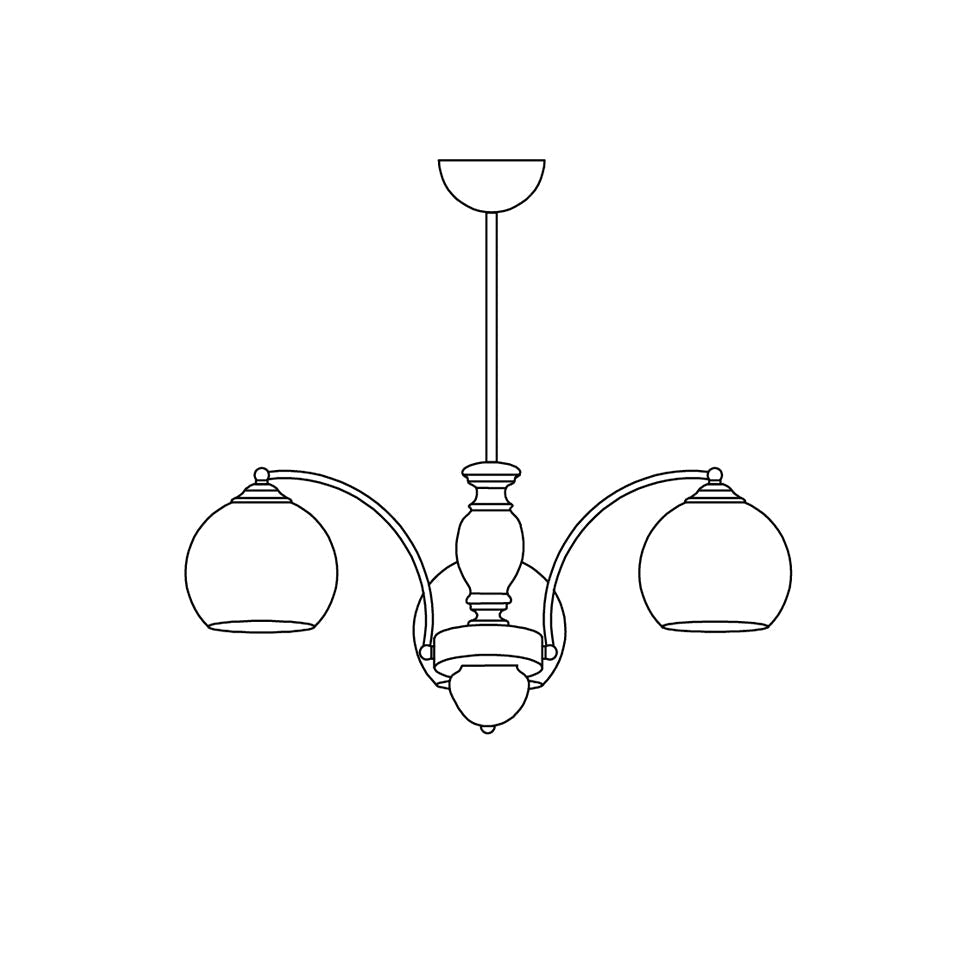 Chandelier Glass Shades Metal Frame Wood Accents Mid-Century Calm