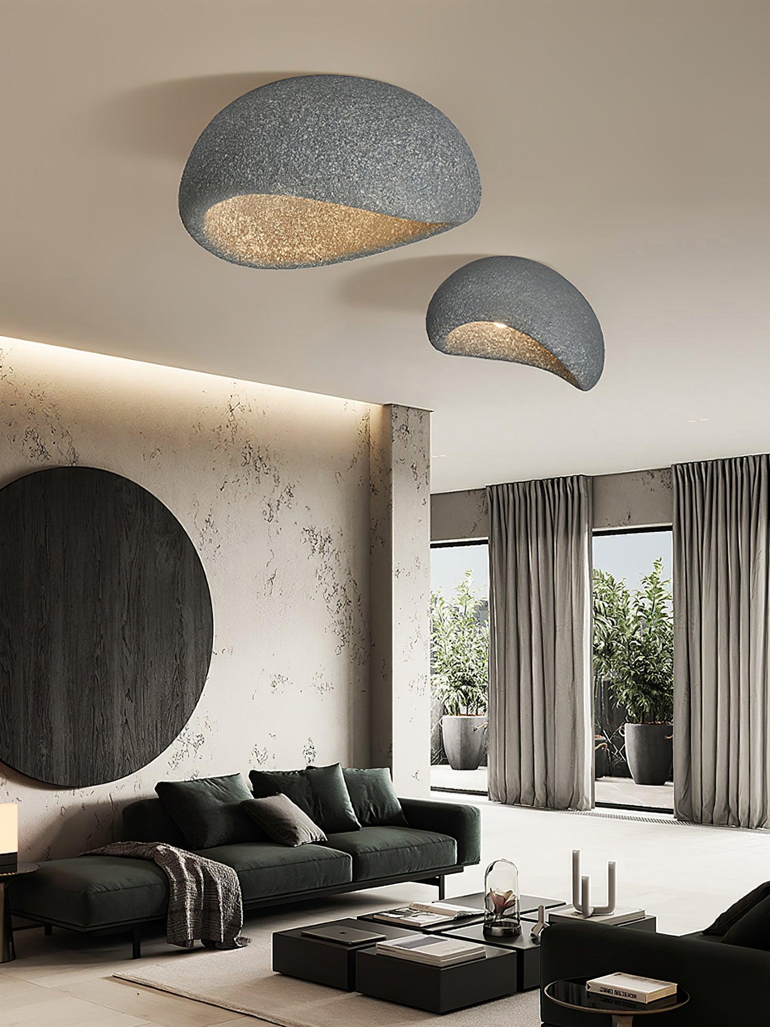 Cyvian Ceiling Lamp with Japanese Wabi-Sabi Moon-Neutral Decor