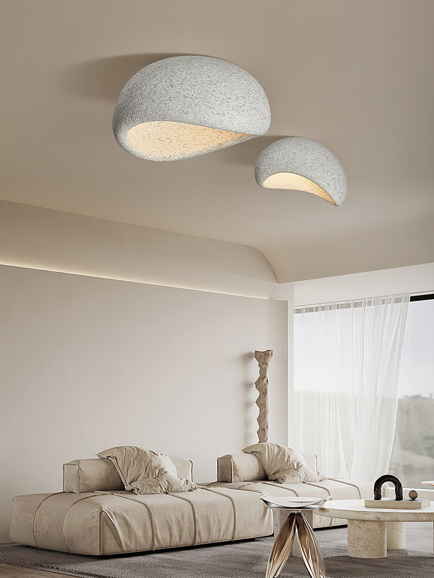 Cyvian Ceiling Lamp with Japanese Wabi-Sabi Moon-Neutral Decor