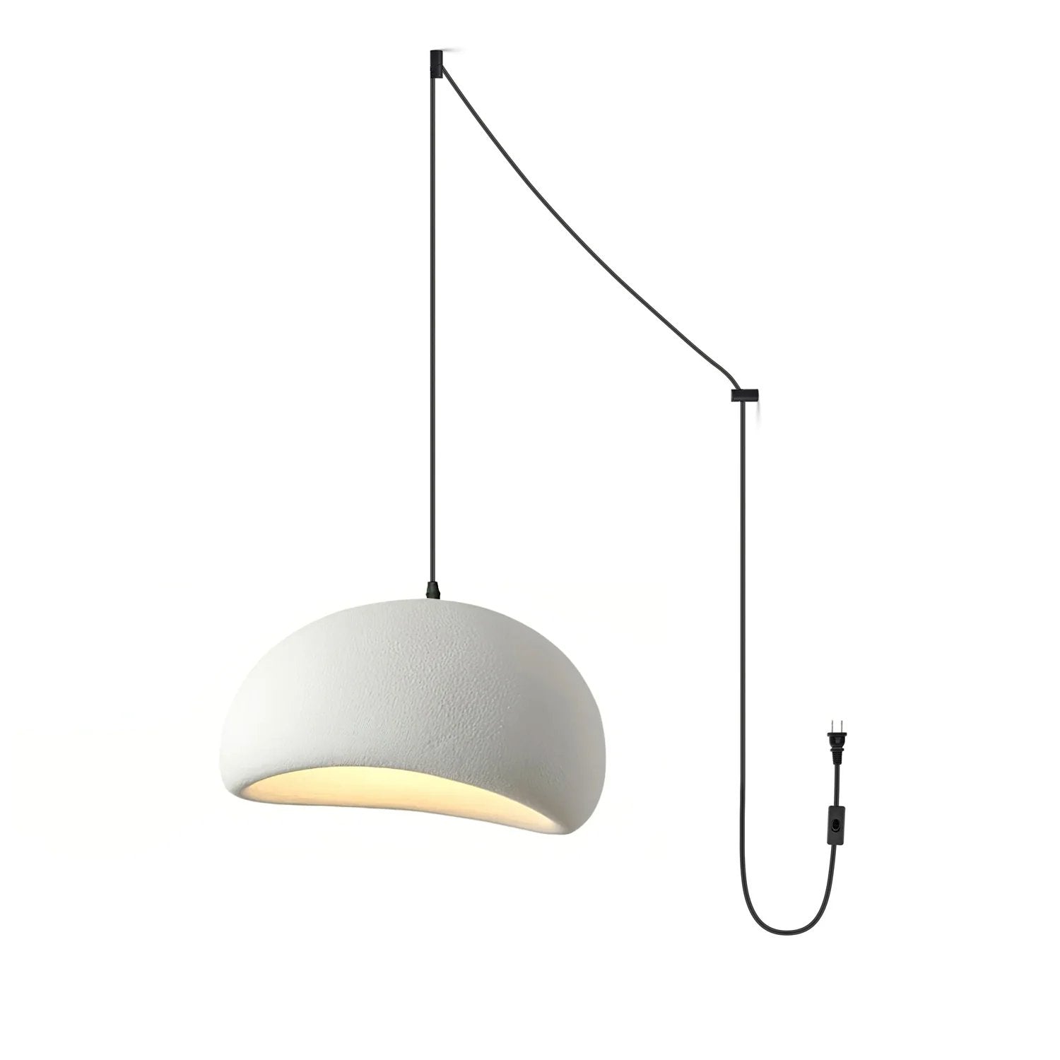 Ecor Pendant Lamp Plaster Half Dome Plug In Wabi Sabi-Neutral Decor