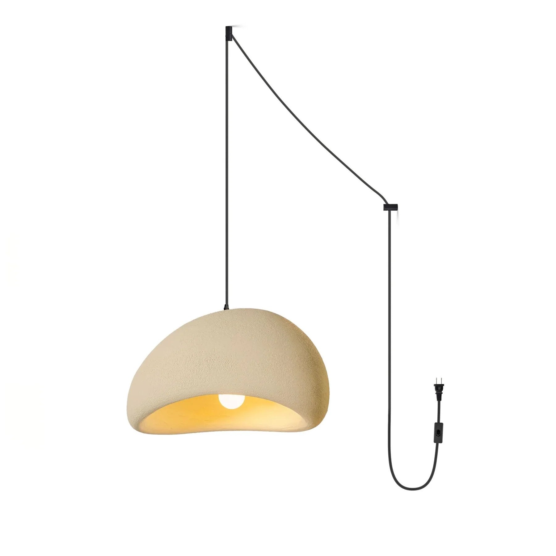 Ecor Pendant Lamp Plaster Half Dome Plug In Wabi Sabi-Neutral Decor