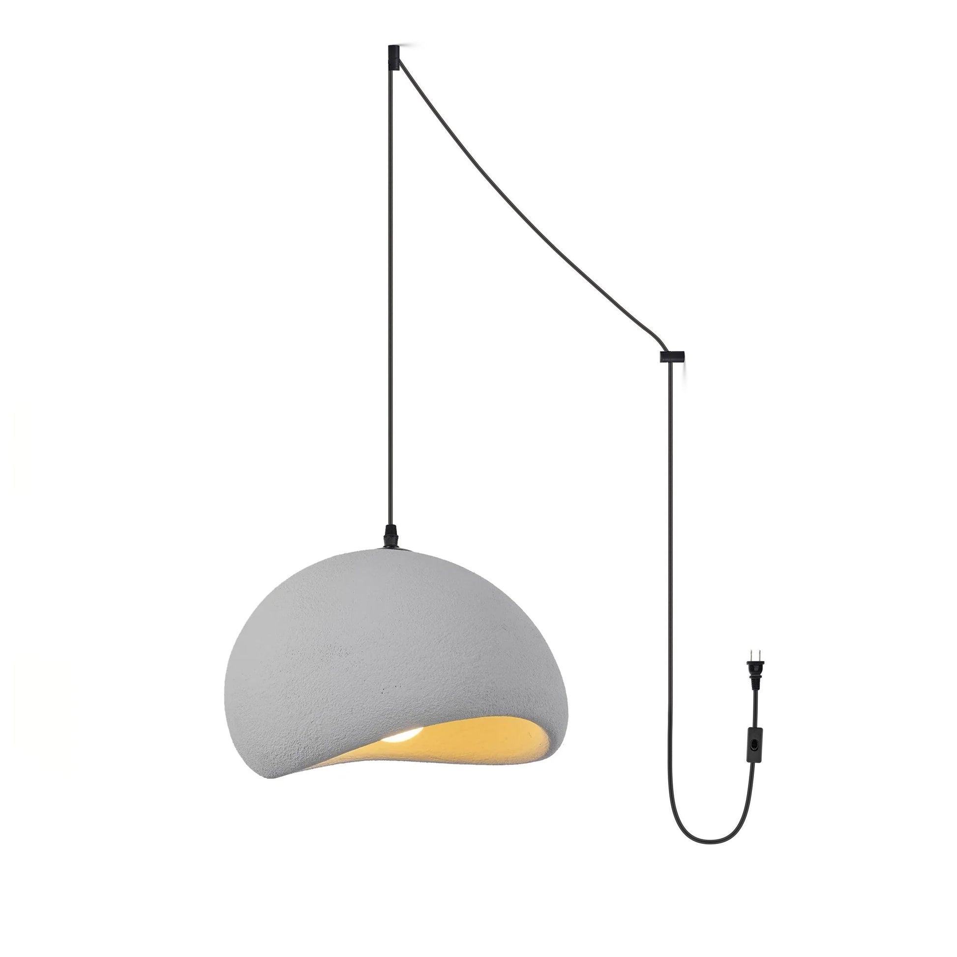 Ecor Pendant Lamp Plaster Half Dome Plug In Wabi Sabi-Neutral Decor