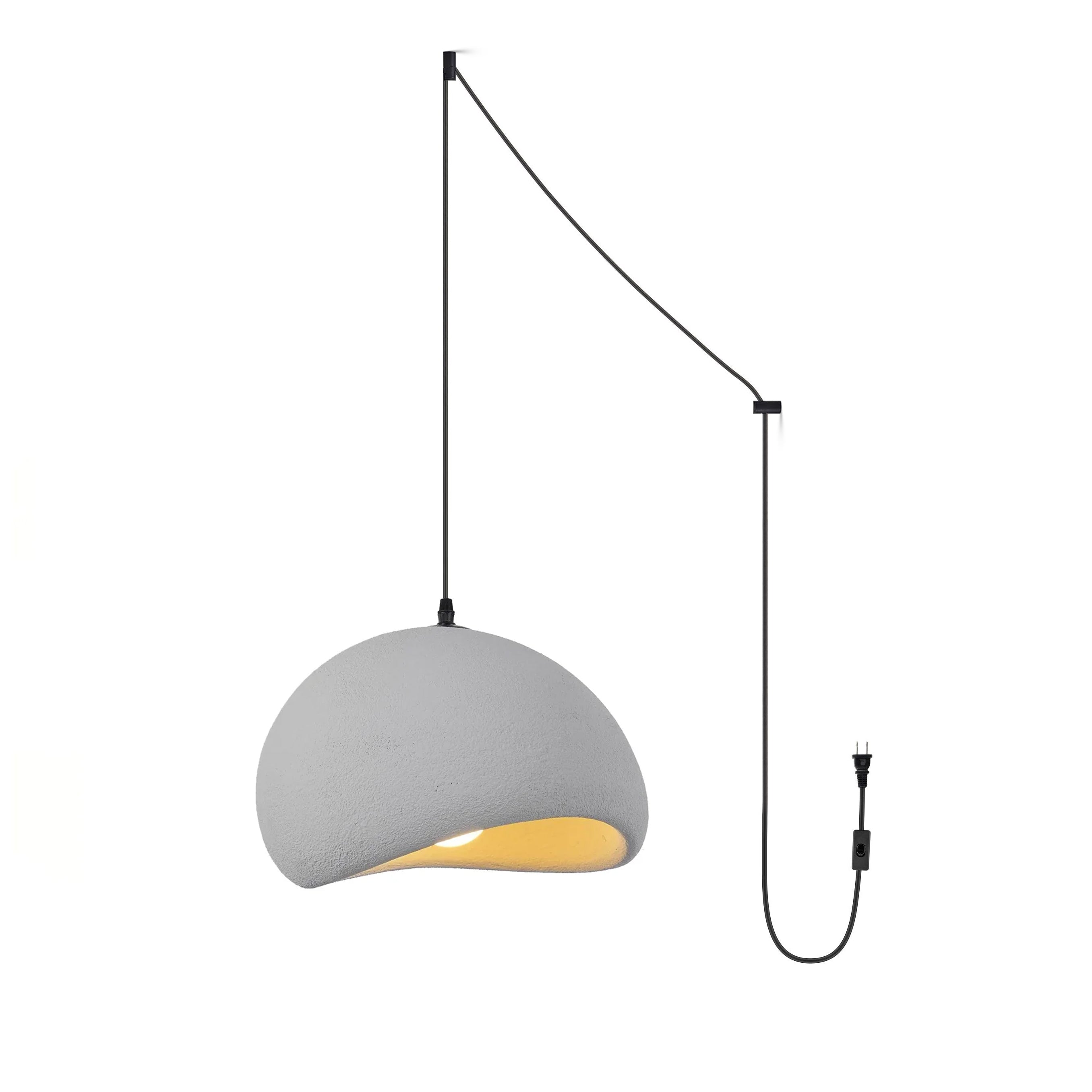 Ecor Pendant Lamp Plaster Half Dome Plug In Wabi Sabi-Neutral Decor