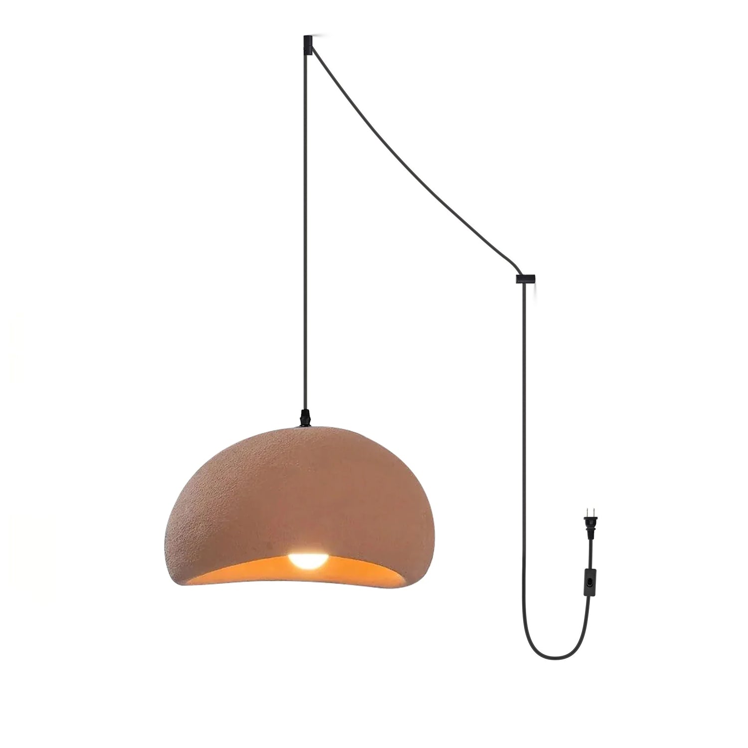 Ecor Pendant Lamp Plaster Half Dome Plug In Wabi Sabi-Neutral Decor