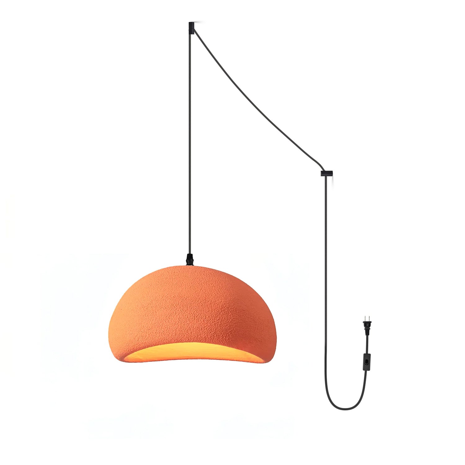 Ecor Pendant Lamp Plaster Half Dome Plug In Wabi Sabi-Neutral Decor