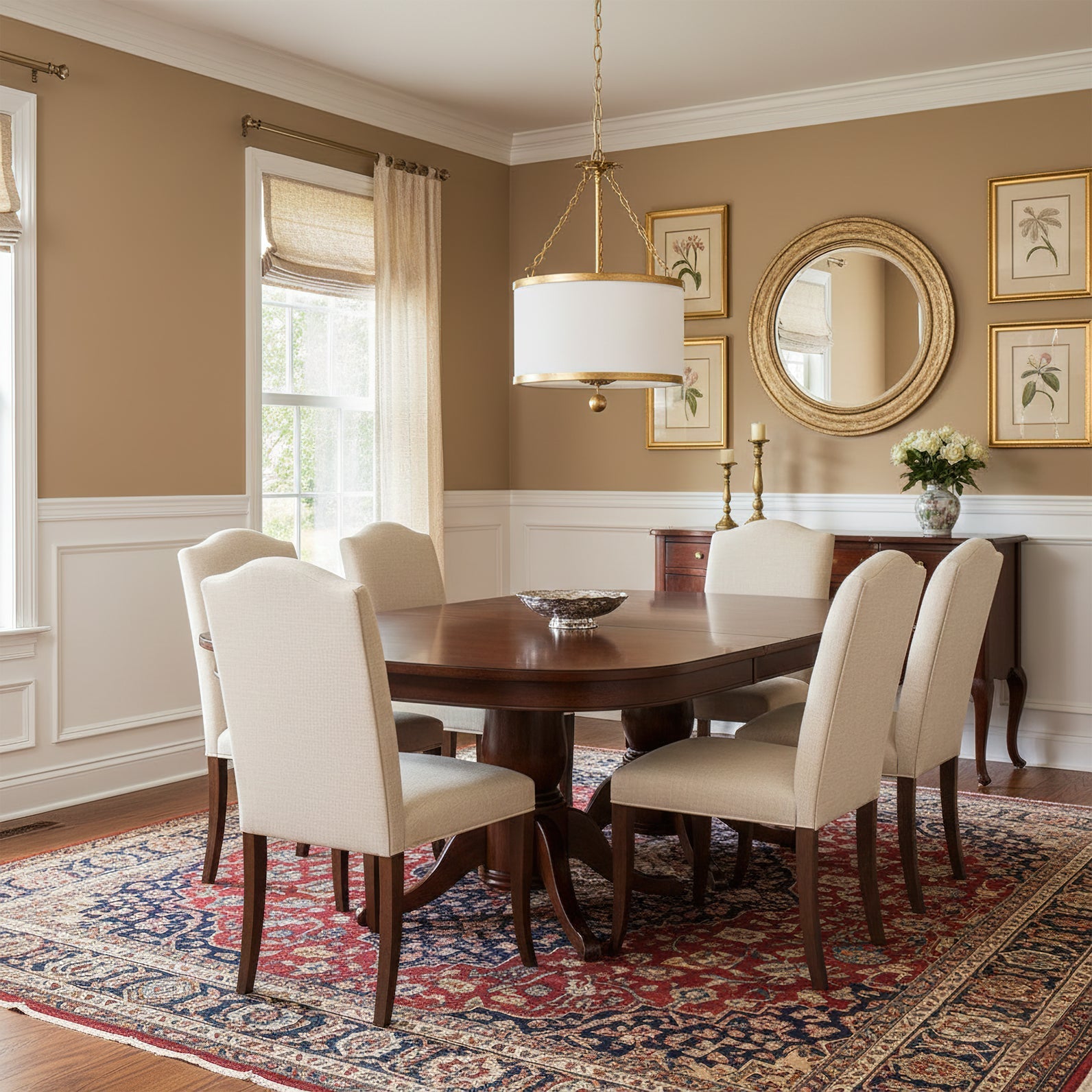Angled view of the Kian Pendant Light showcasing its fabric shade.