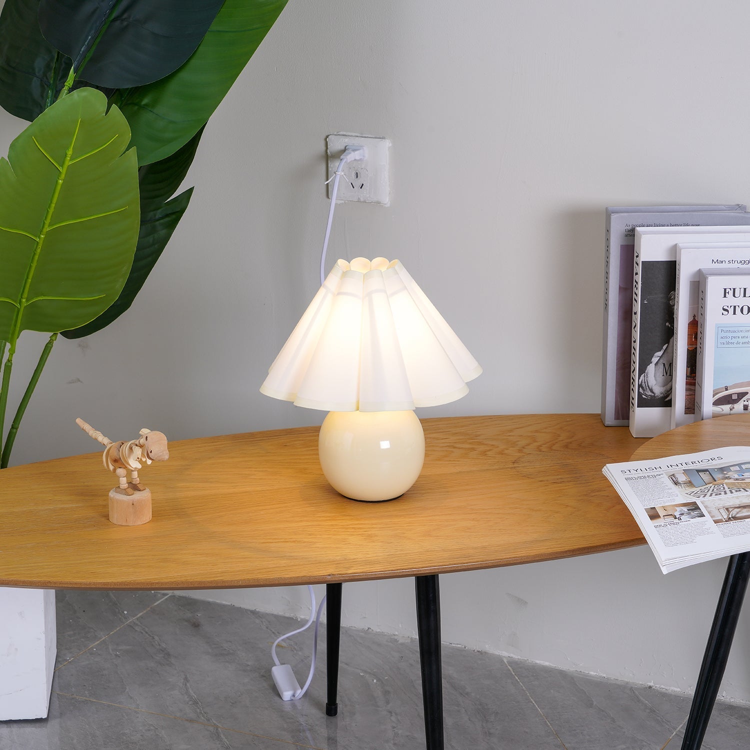 Nirixon Fabric Whimsical Table Lamp-Neutral Decor