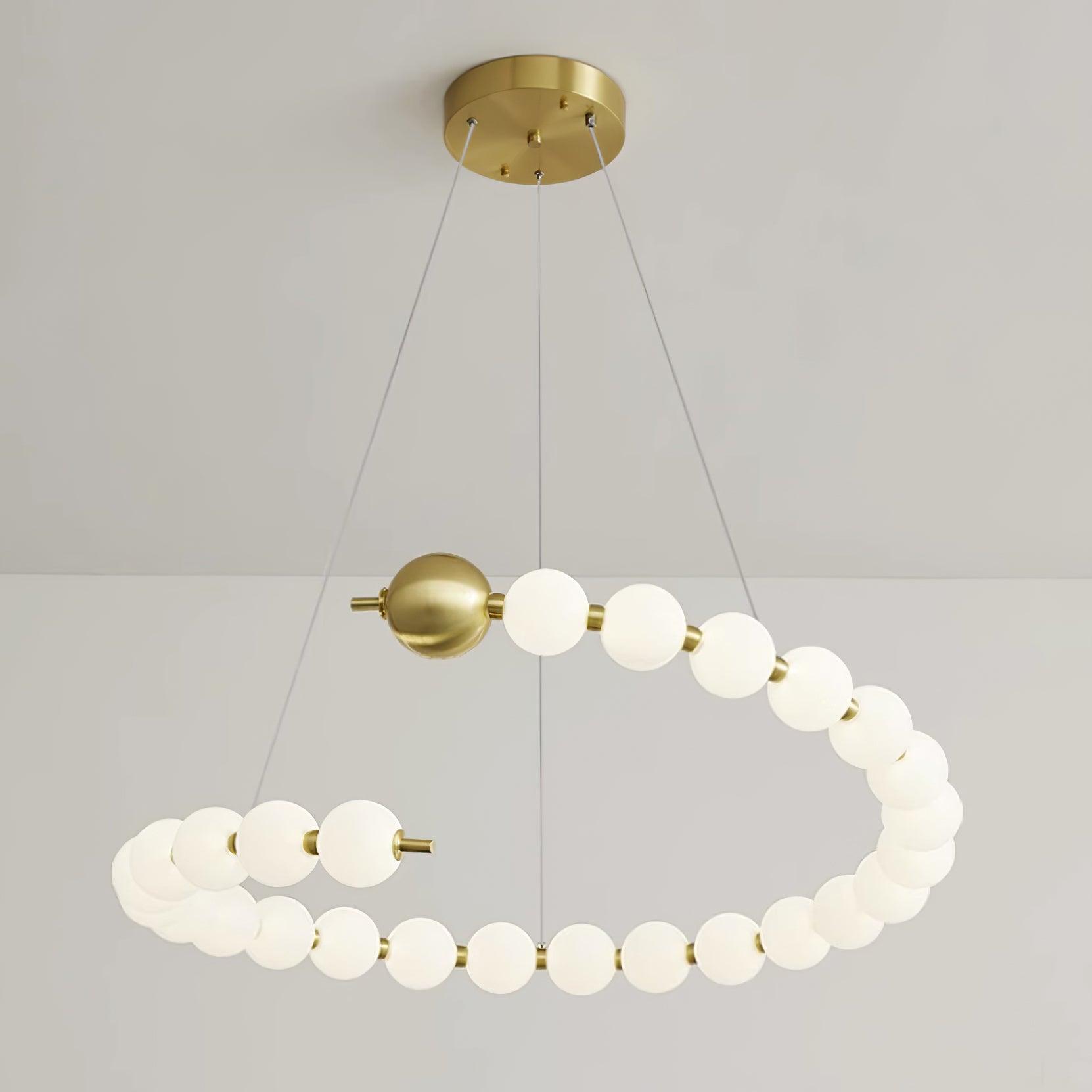 Chandelier Brass Ring Spheres Modern Minimalist