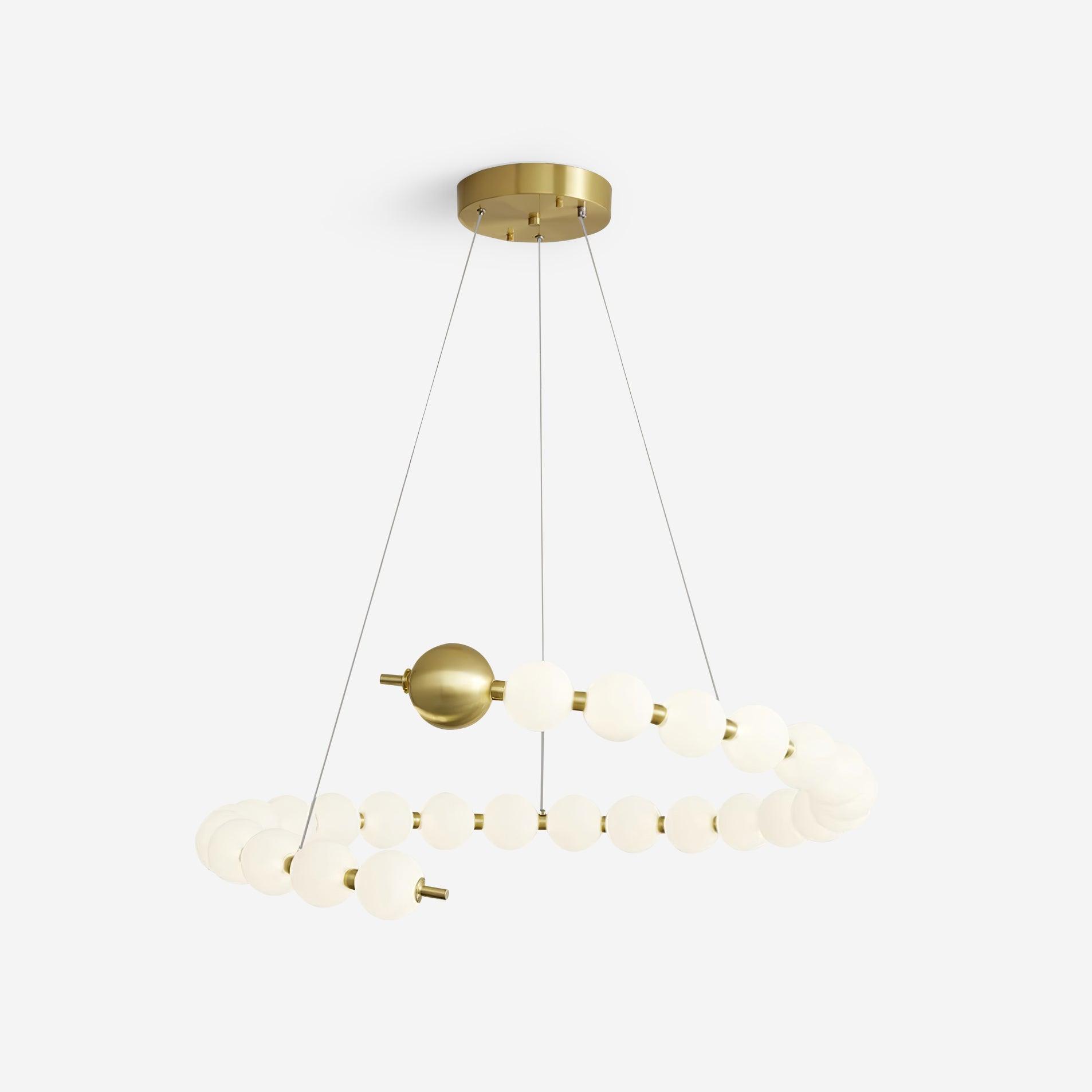 Chandelier Brass Ring Spheres Modern Minimalist