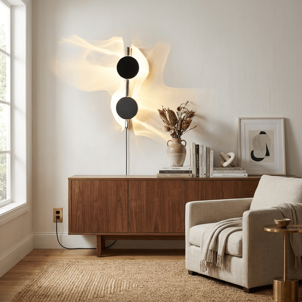 Kinetic Shadow Plug-in Wall Lamp-Neutral Decor