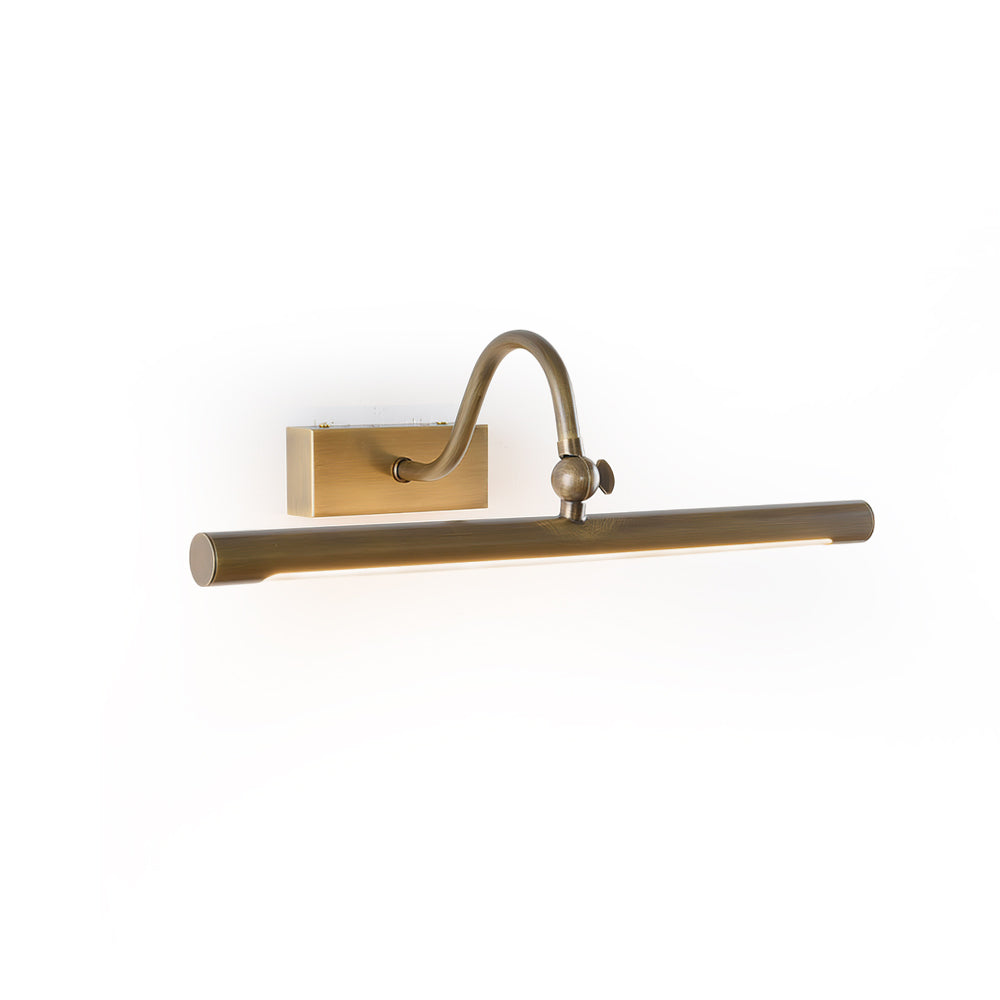 Kingsbury Linear Brass Wall Sconce mounted above a modern bathroom vanity.