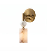 Kingston Marble Wall Lamp with an antique brass body and white marble shade.