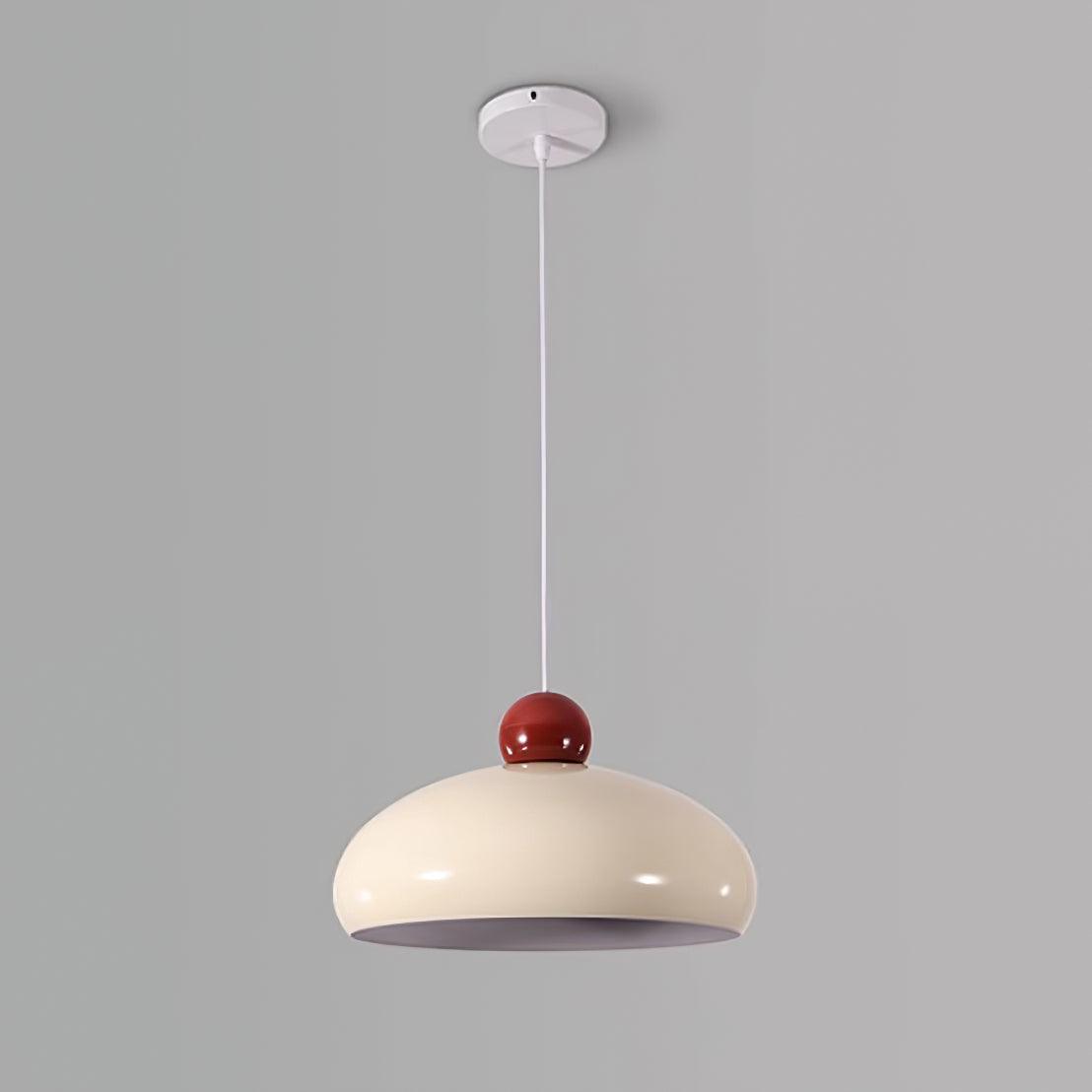 Pendant Light Dome Shade White Red