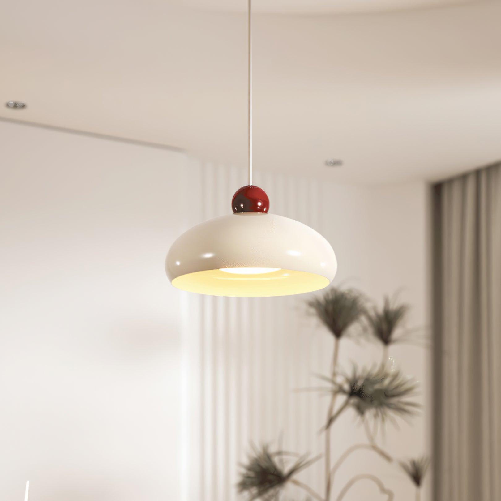 Sorvella Pendant Light Dome White Red Mid-Century-Neutral Decor