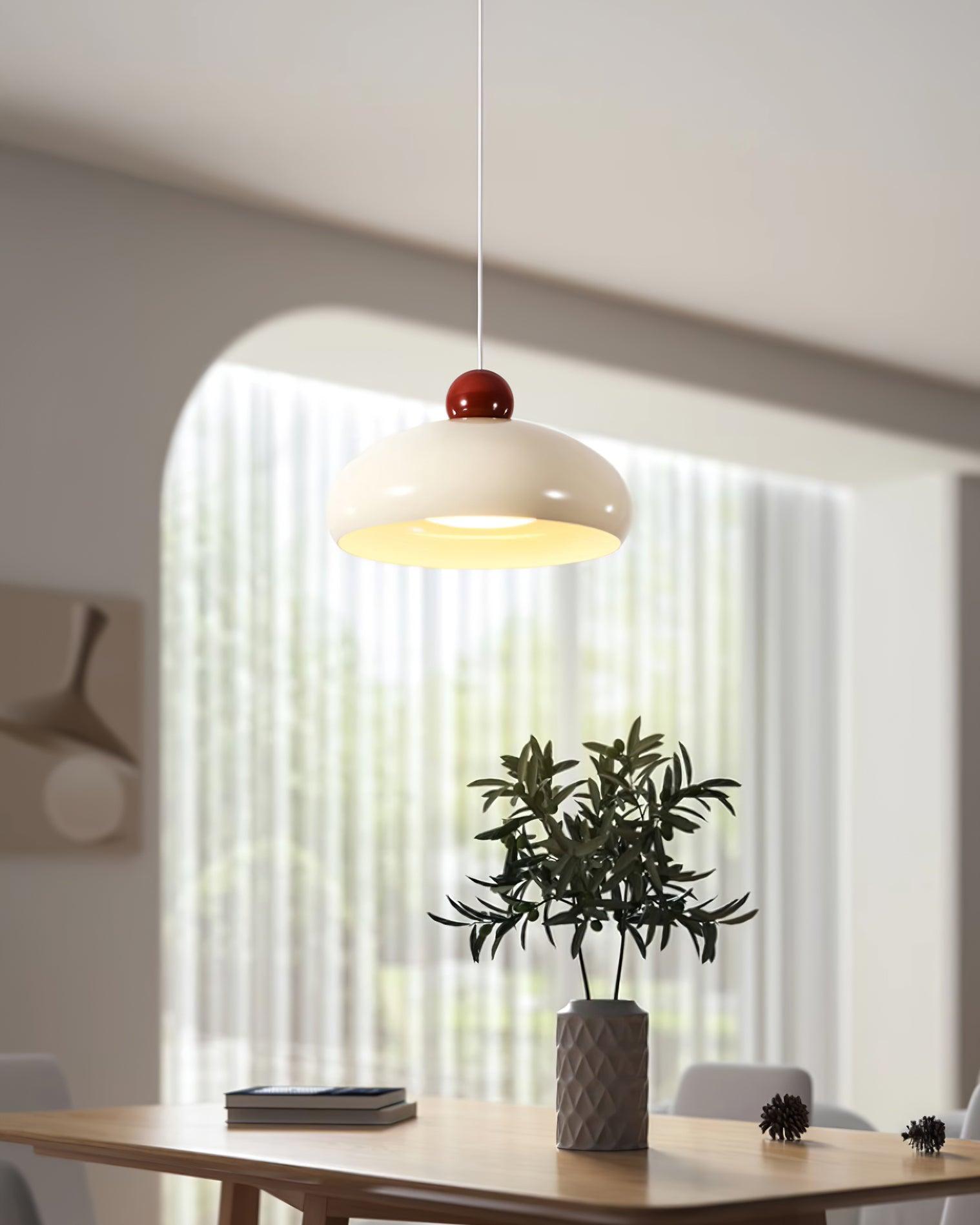 Sorvella Pendant Light Dome White Red Mid-Century-Neutral Decor