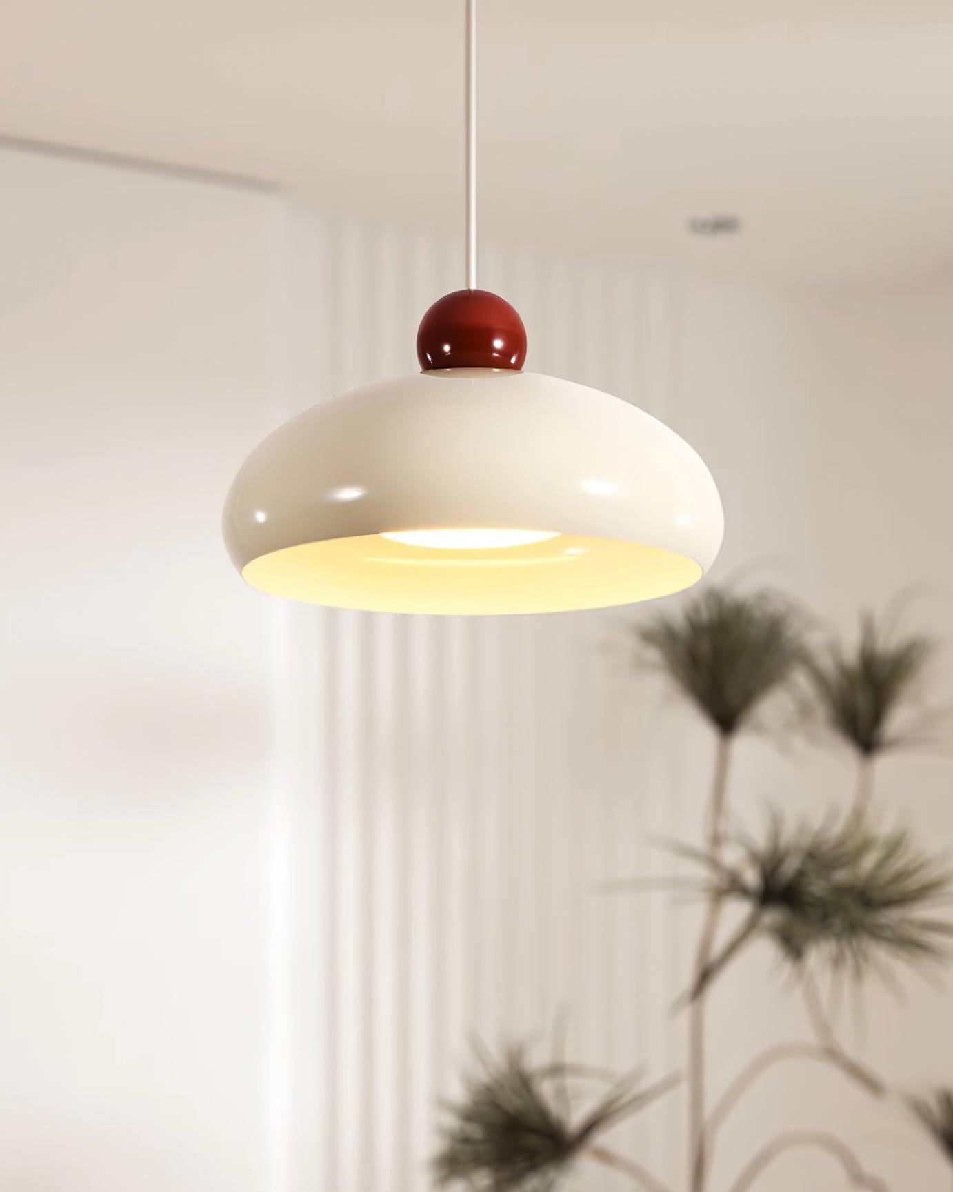 Sorvella Pendant Light Dome White Red Mid-Century-Neutral Decor