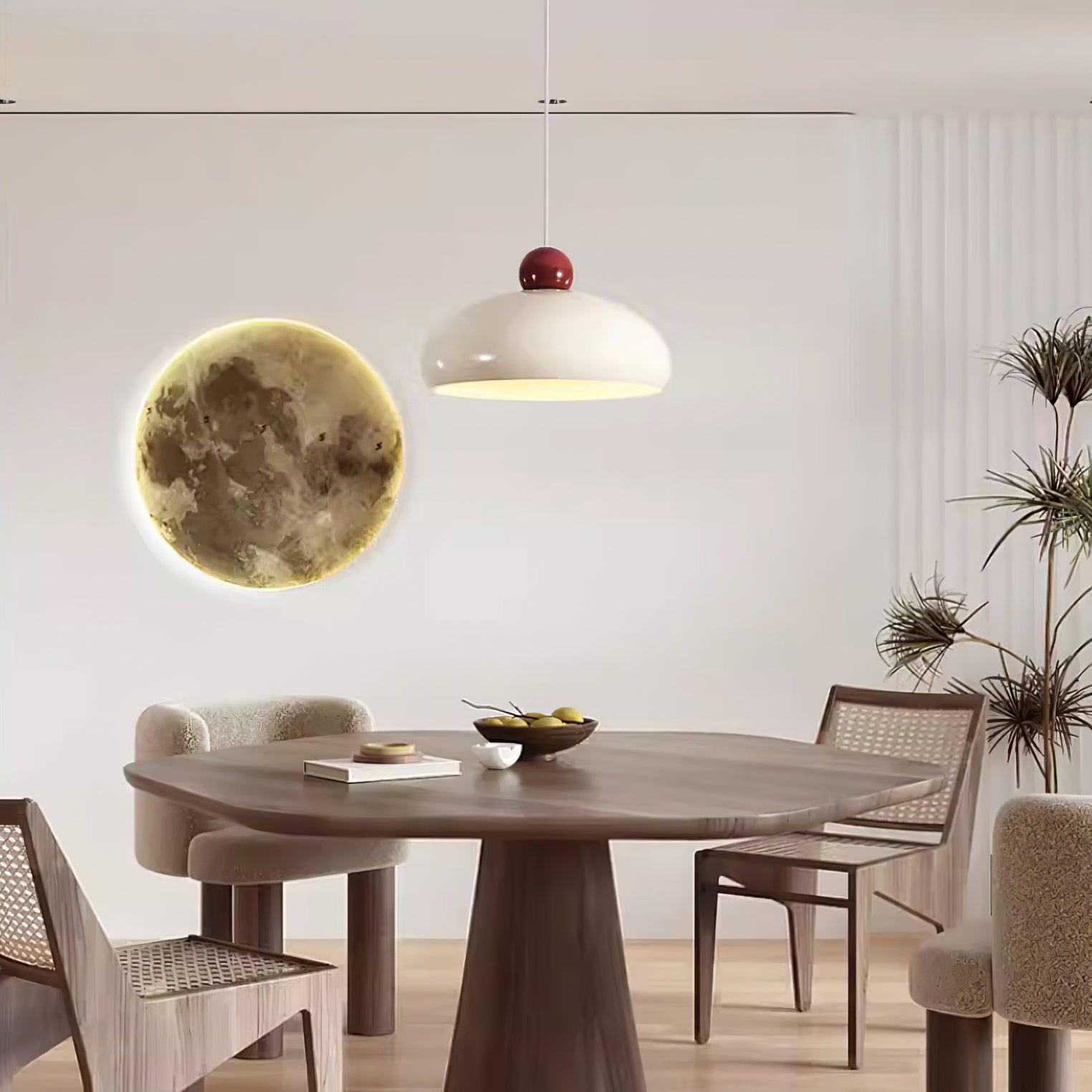 Pendant Light Dome Shade White Red