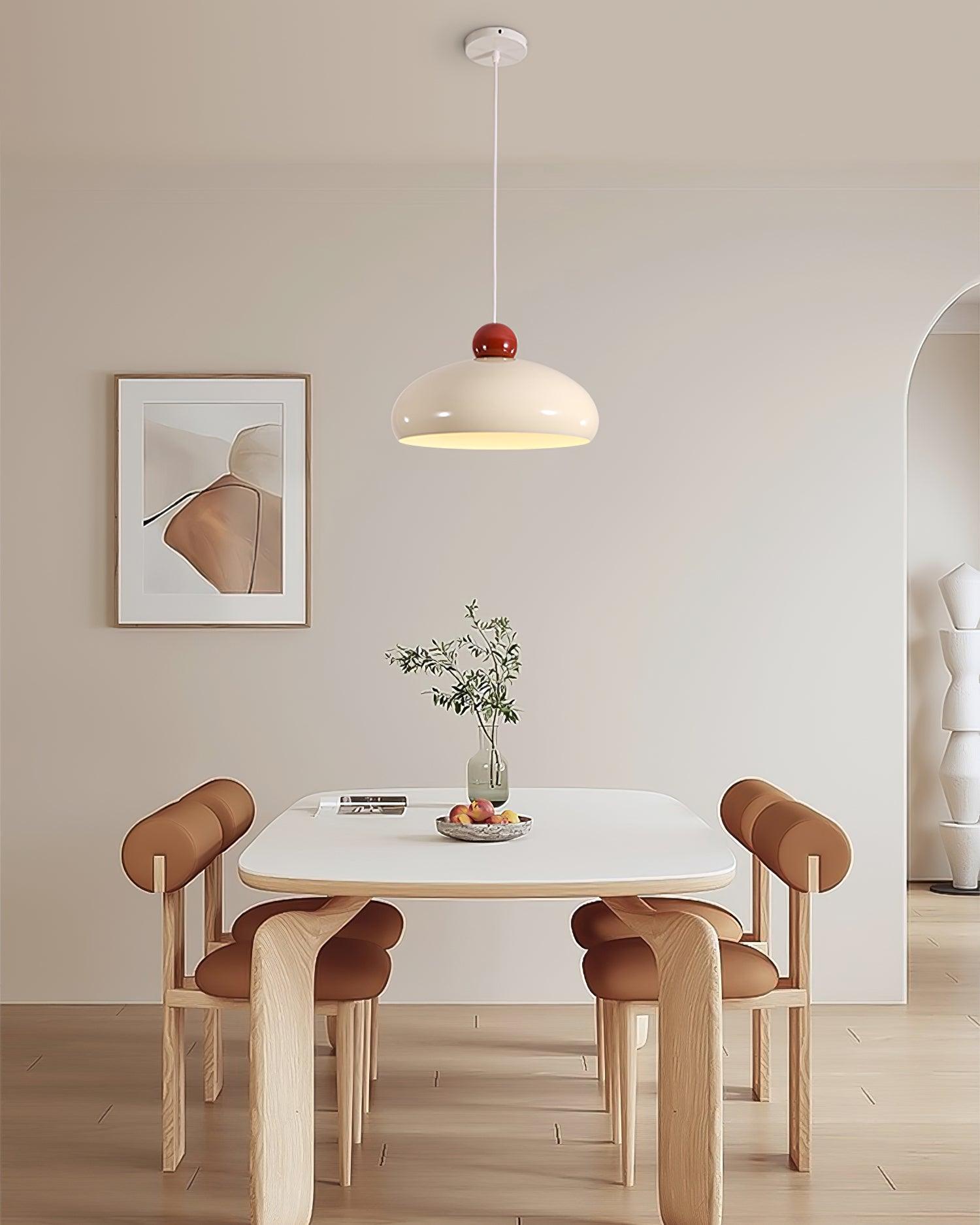 Pendant Light Dome Shade White Red