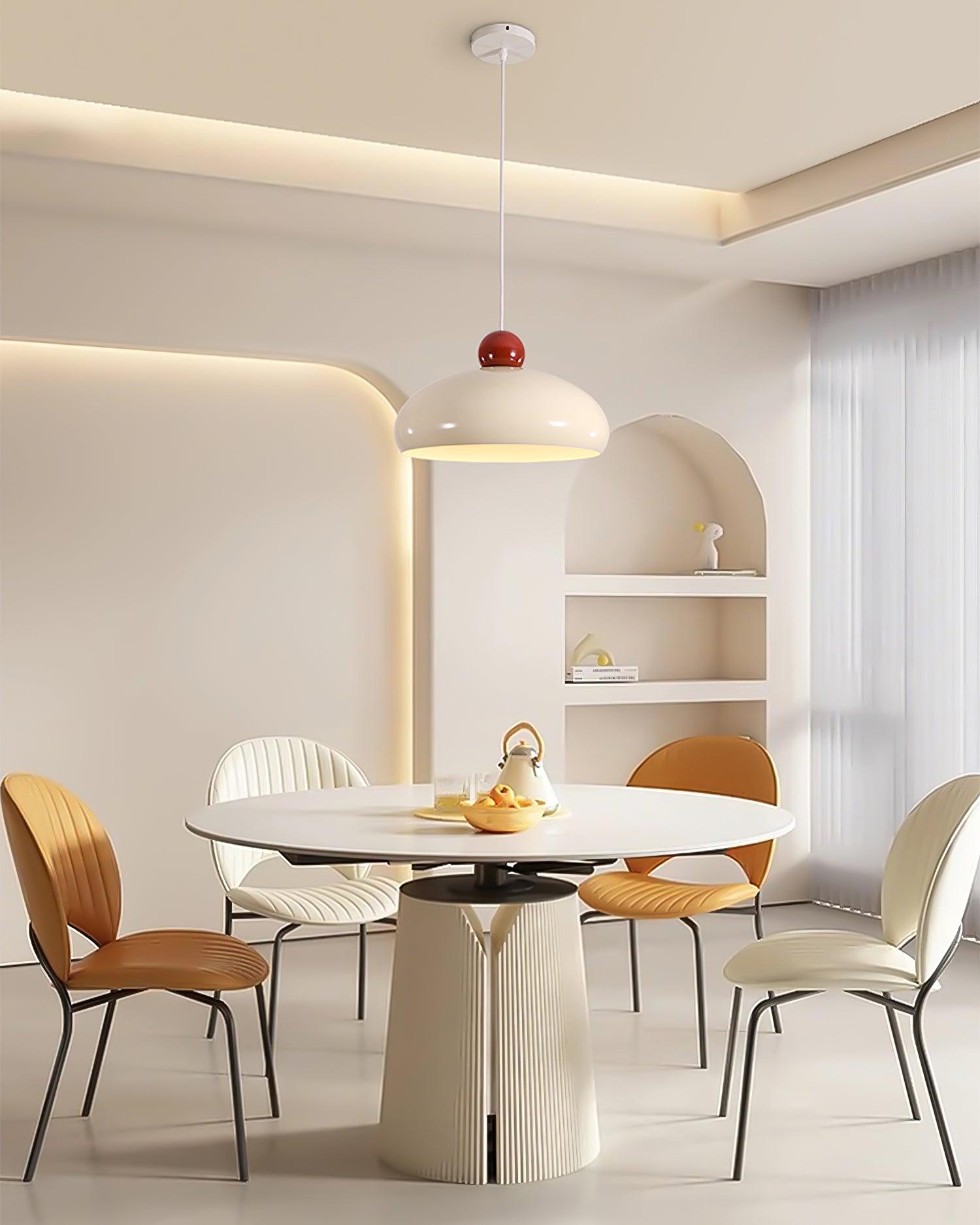 Sorvella Pendant Light Dome White Red Mid-Century-Neutral Decor
