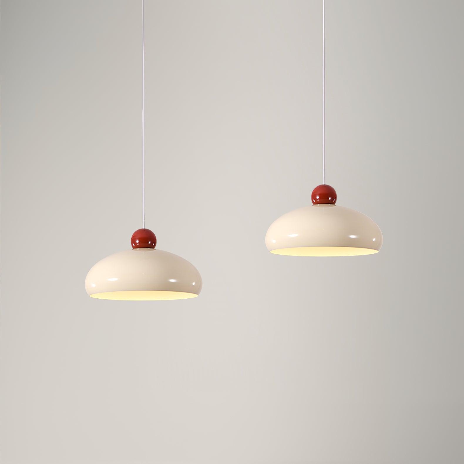 Pendant Light Dome Shade White Red