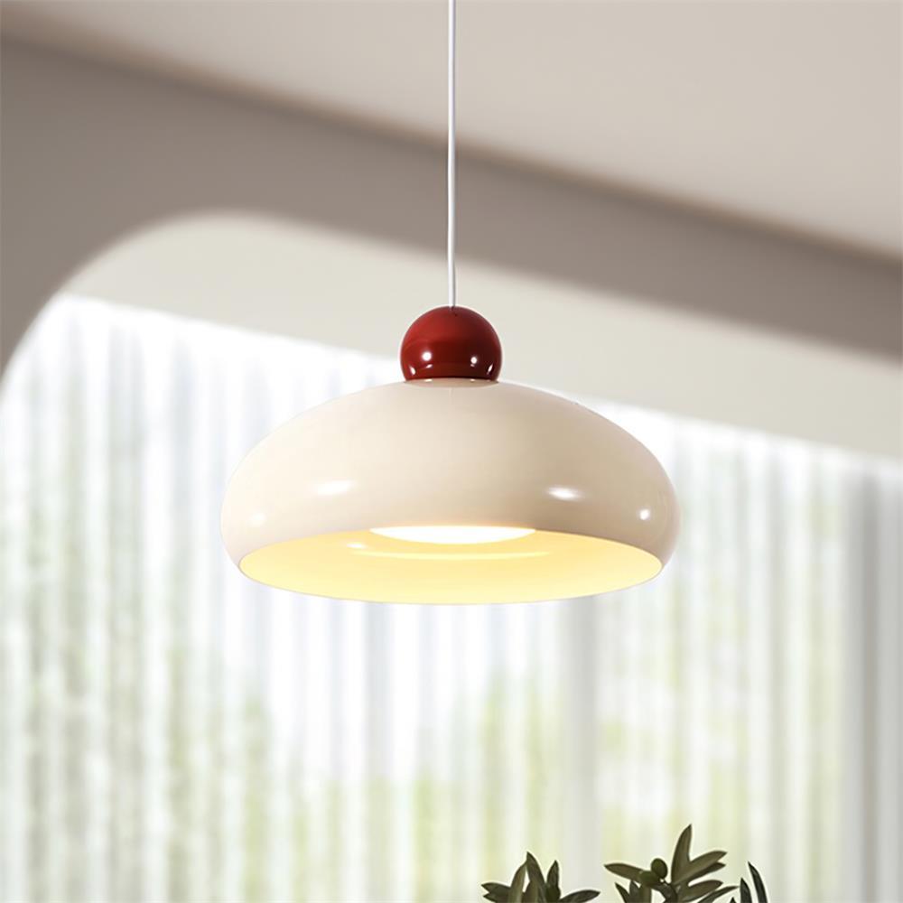 Sorvella Pendant Light Dome White Red Mid-Century-Neutral Decor
