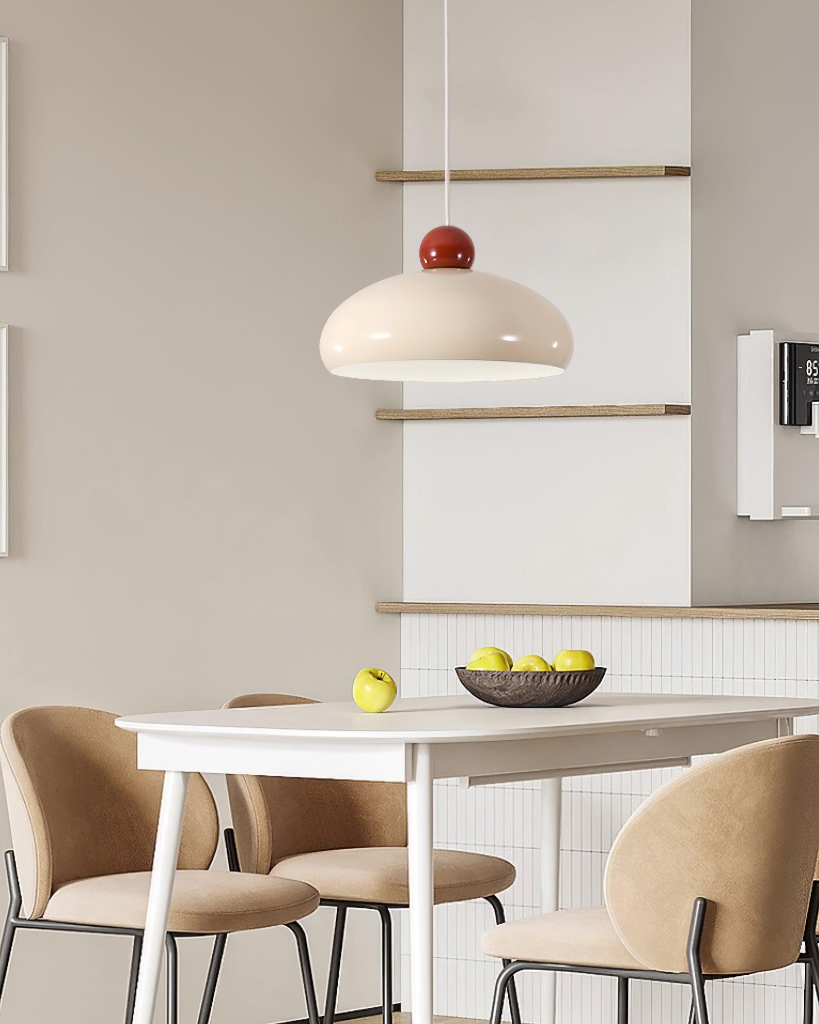 Pendant Light Dome Shade White Red