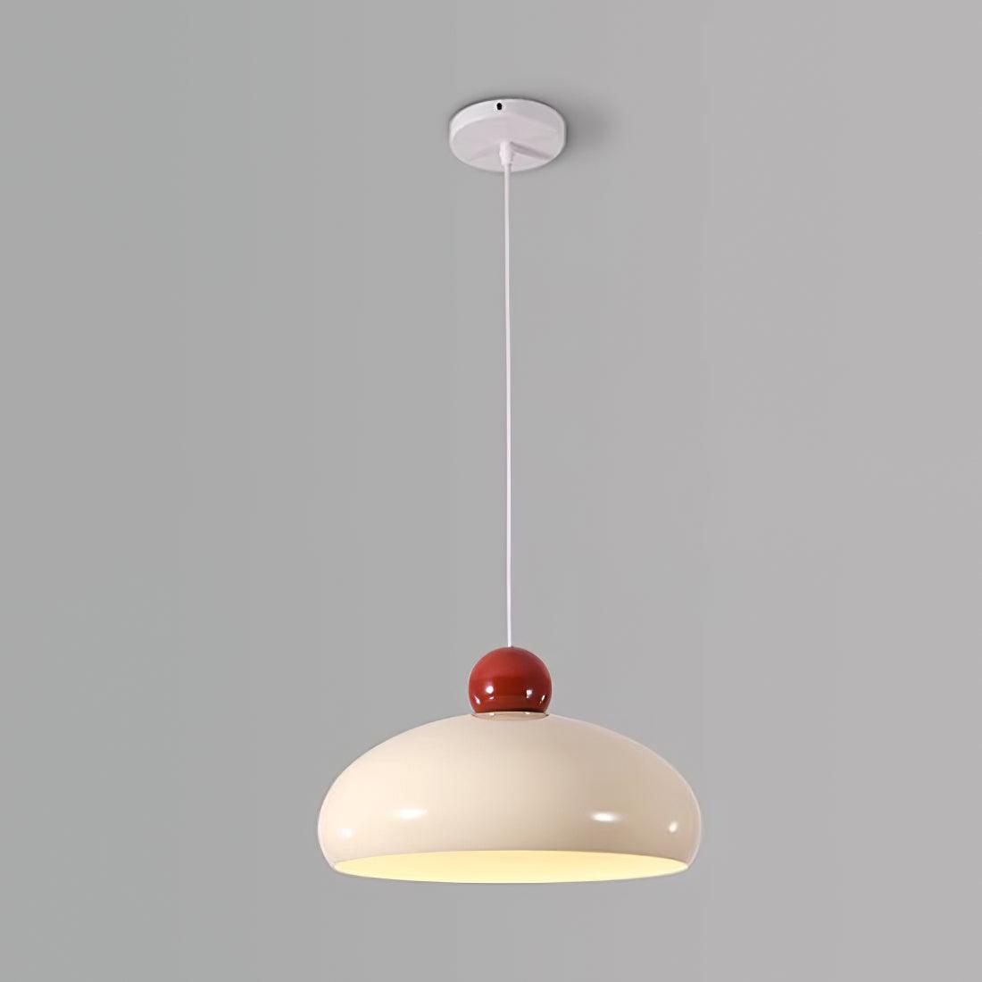 Sorvella Pendant Light Dome White Red Mid-Century-Neutral Decor