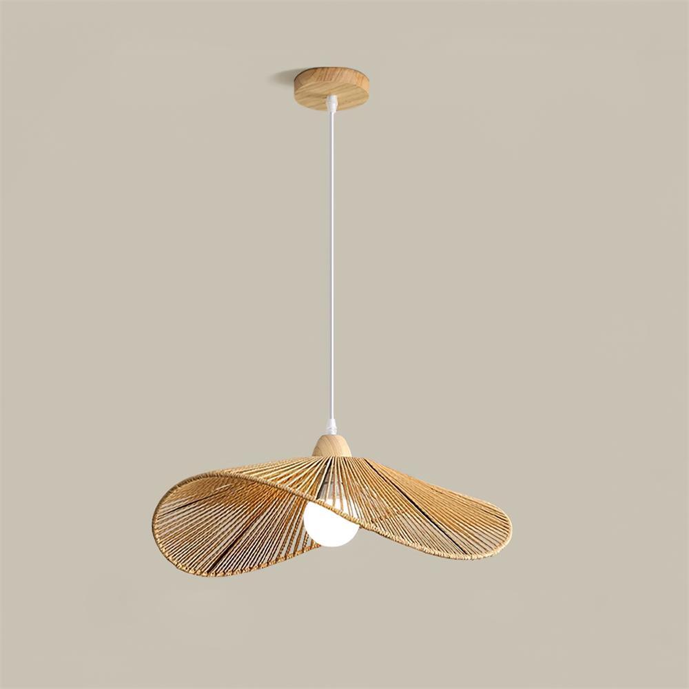 Pendant Lamp Woven Hemp Shade Sculptural Natural Modern