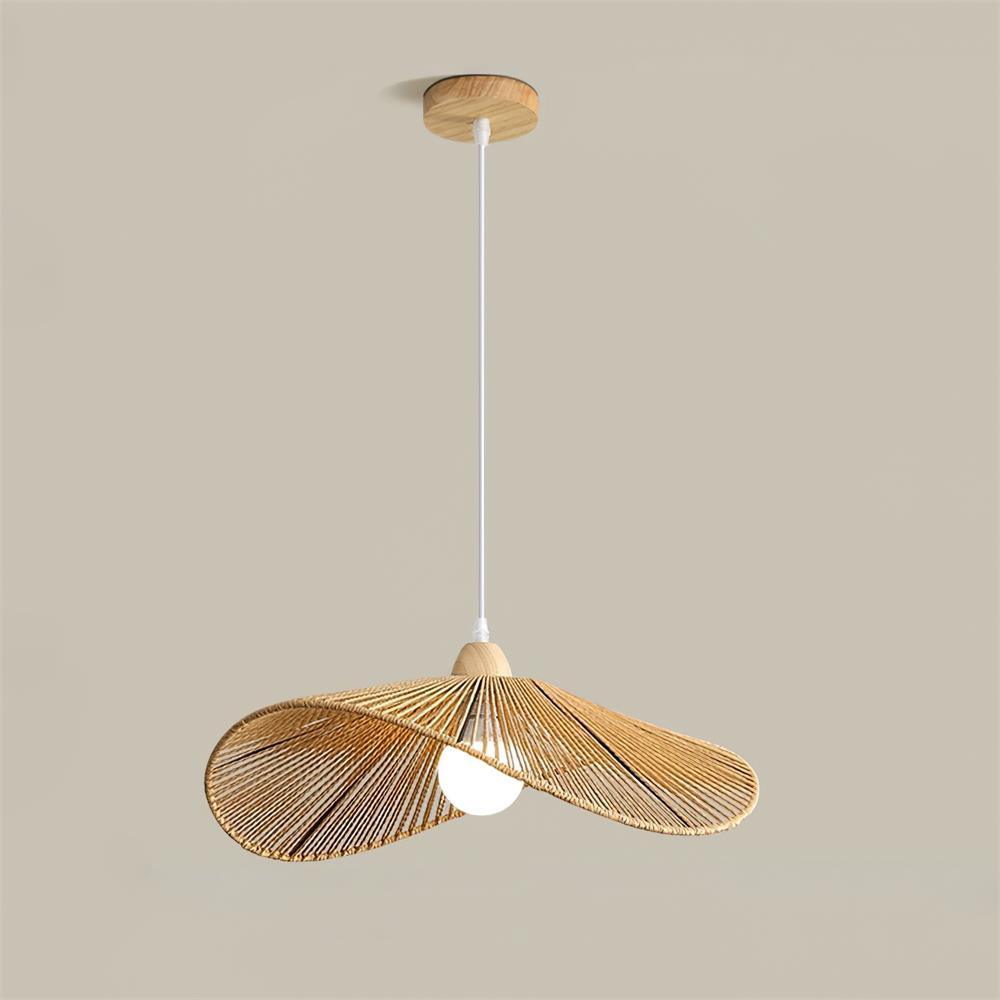 Pendant Lamp Woven Hemp Shade Sculptural Natural Modern