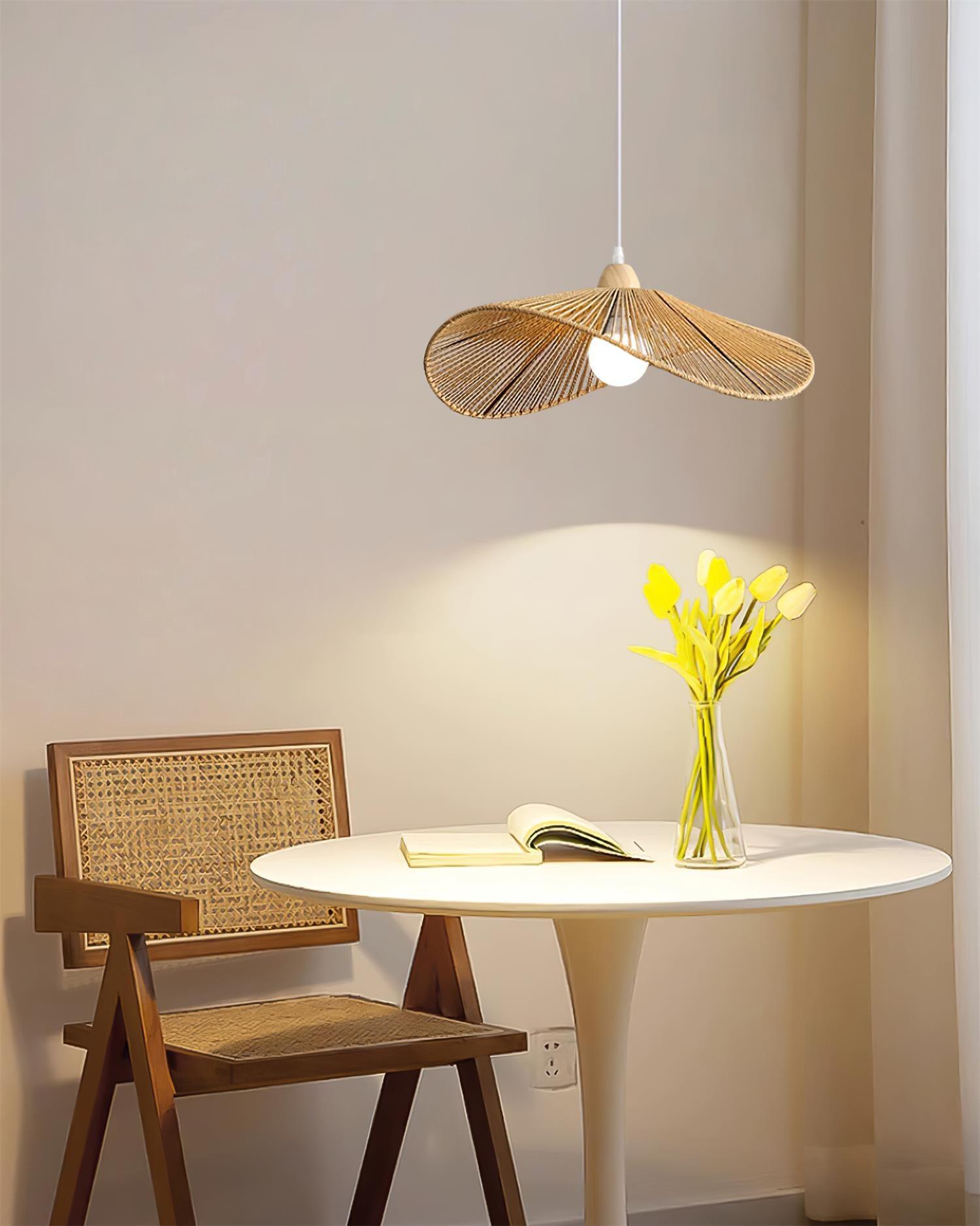 Pendant Lamp Woven Hemp Shade Sculptural Natural Modern