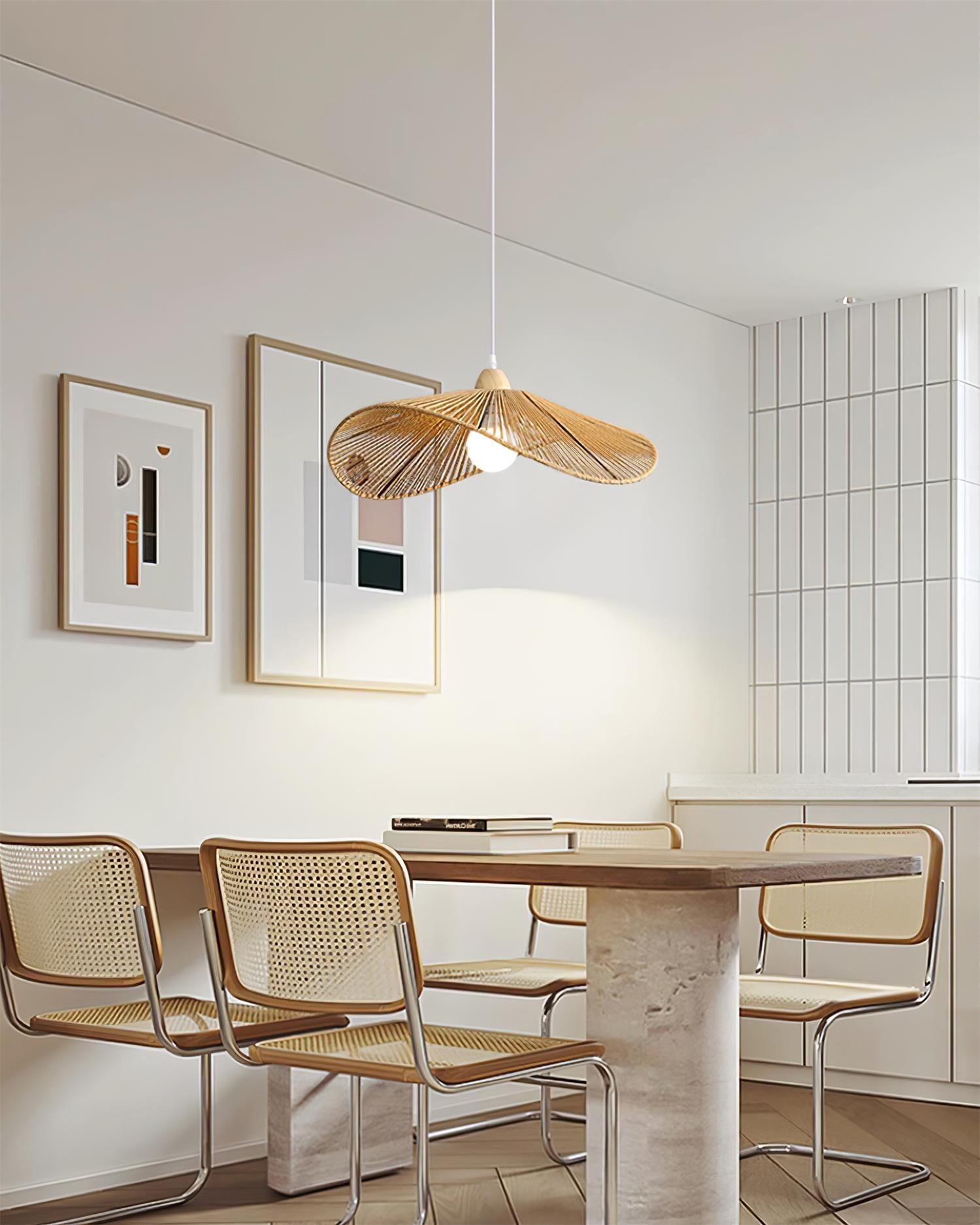 Pendant Lamp Woven Hemp Shade Sculptural Natural Modern