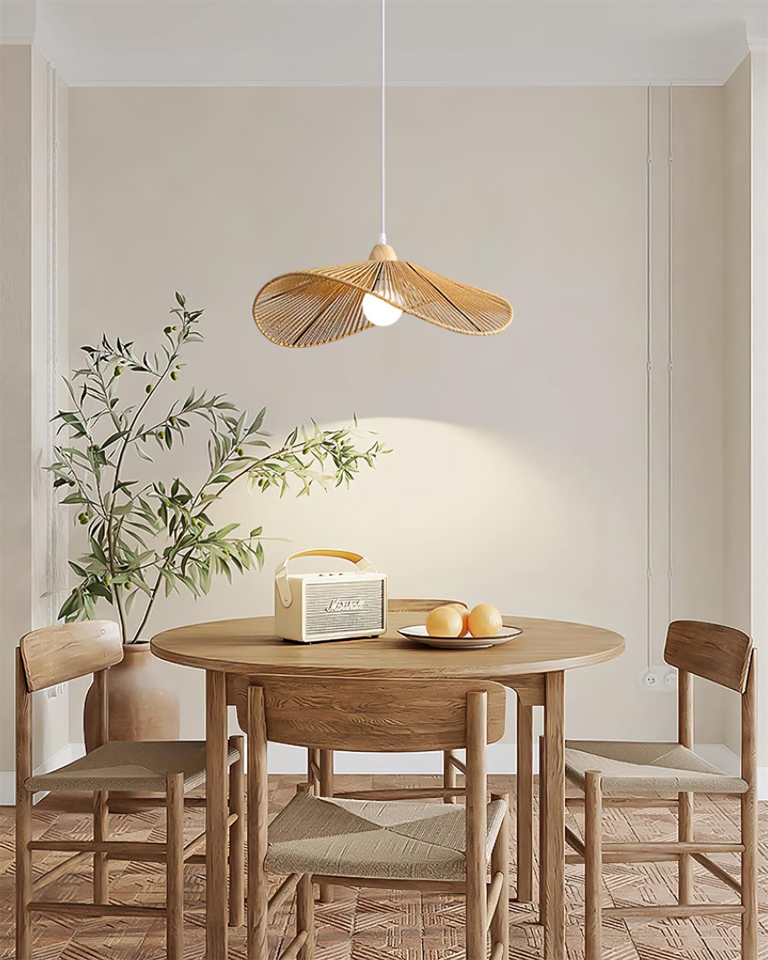 Pendant Lamp Woven Hemp Shade Sculptural Natural Modern