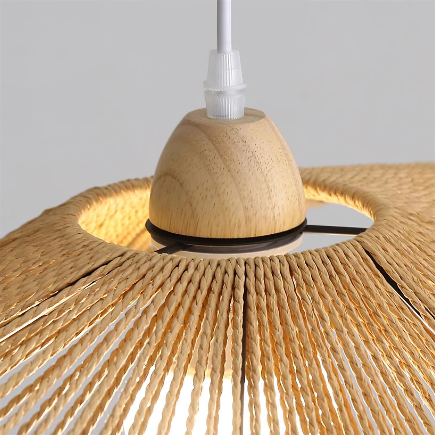 Pendant Lamp Woven Hemp Shade Sculptural Natural Modern