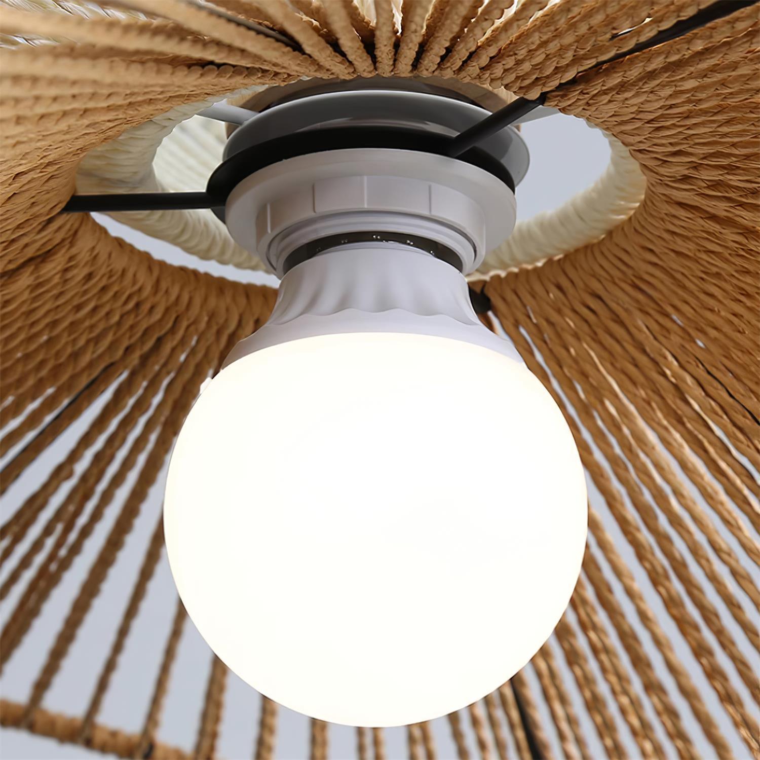 Pendant Lamp Woven Hemp Shade Sculptural Natural Modern