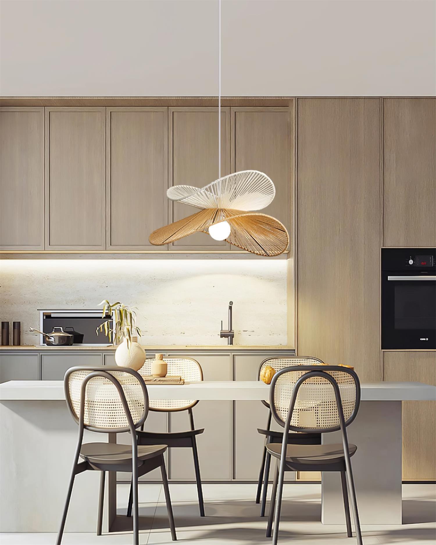 Pendant Lamp Woven Hemp Shade Sculptural Natural Modern