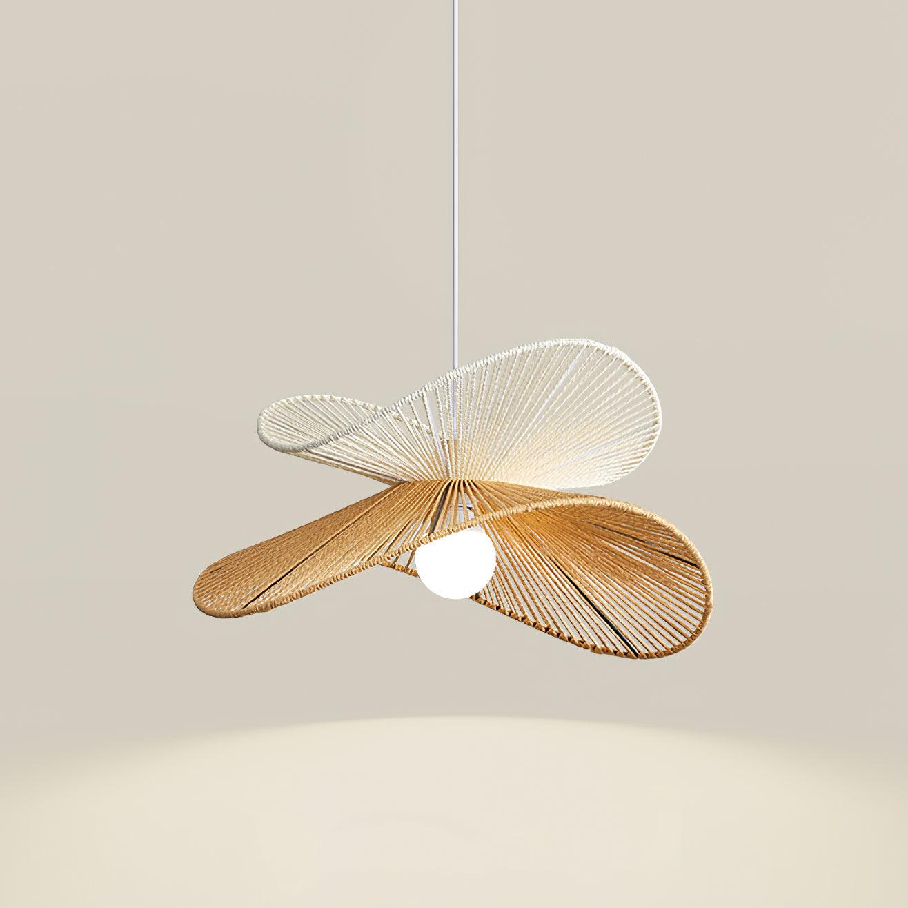 Pendant Lamp Woven Hemp Shade Sculptural Natural Modern