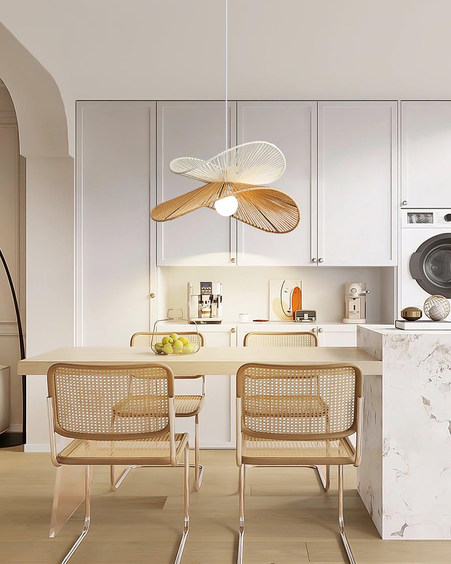 Pendant Lamp Woven Hemp Shade Sculptural Natural Modern