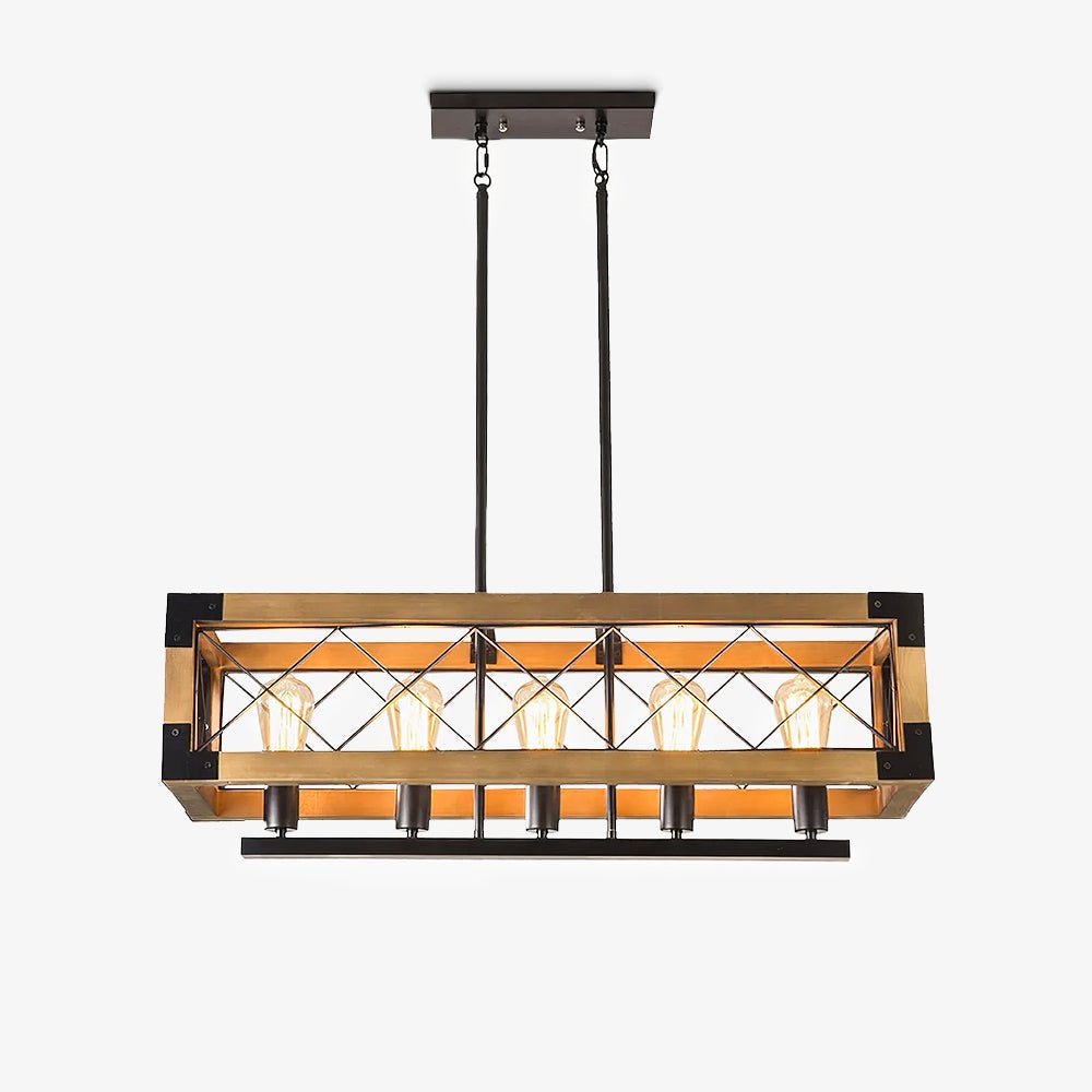 Grid Kitchen Island Rectangle Chandelier-Neutral Decor