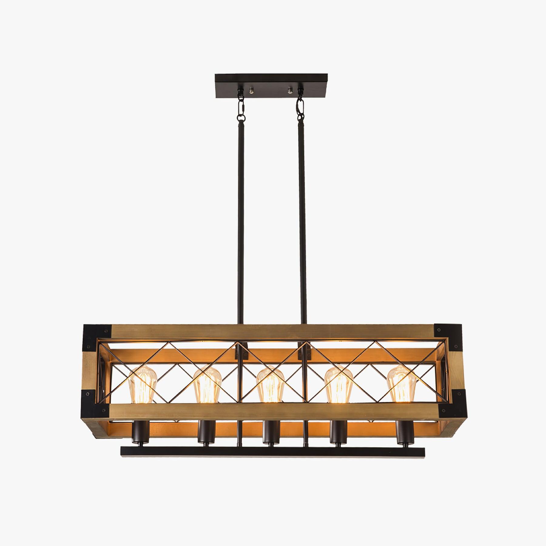 Grid Kitchen Island Rectangle Chandelier-Neutral Decor