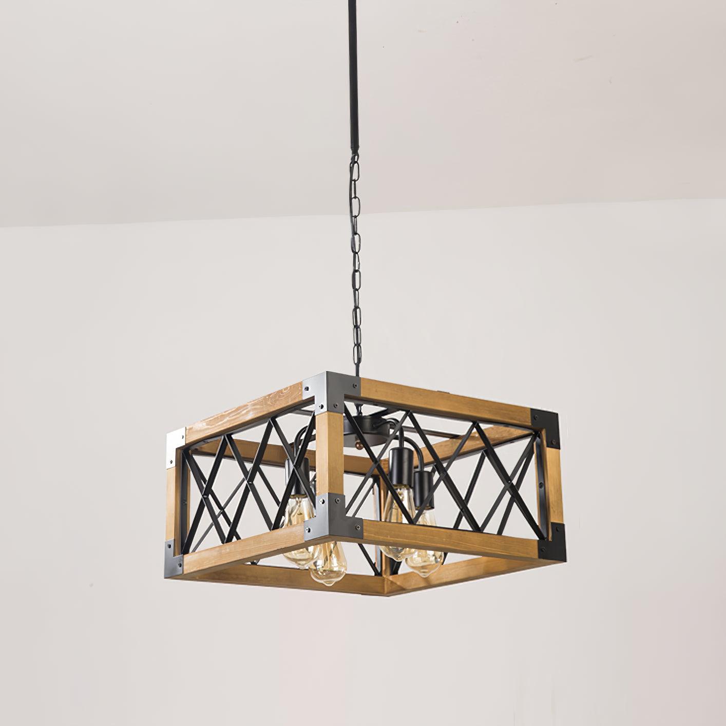 Grid Kitchen Island Rectangle Chandelier-Neutral Decor