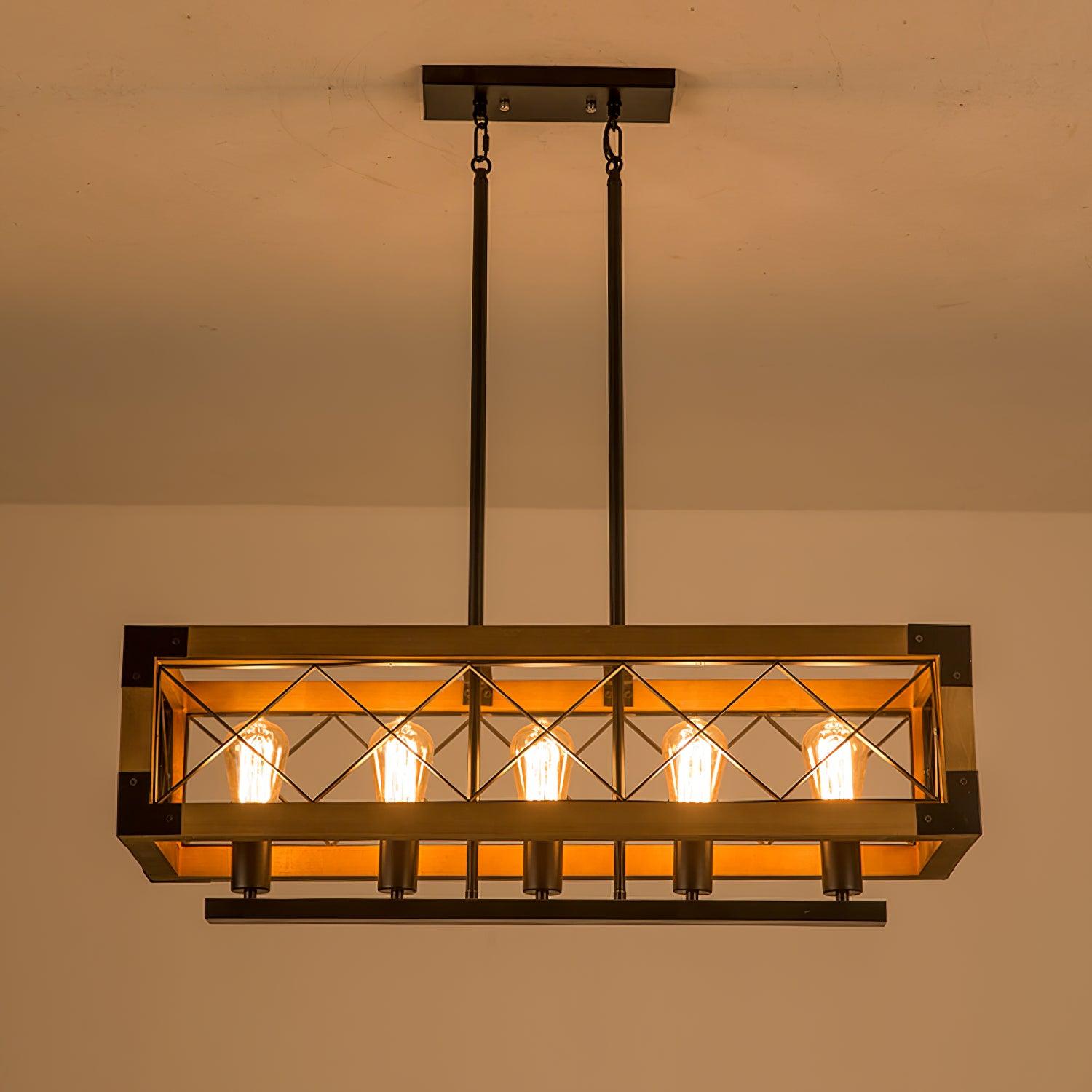 Grid Kitchen Island Rectangle Chandelier-Neutral Decor