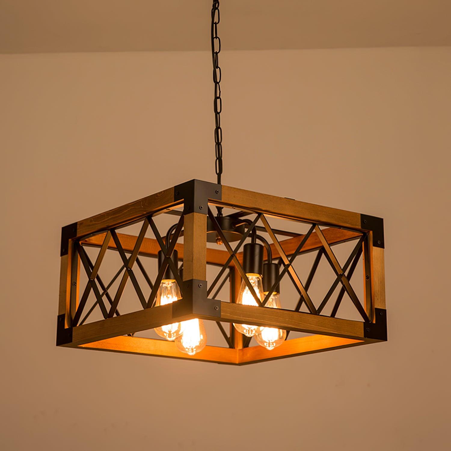 Grid Kitchen Island Rectangle Chandelier-Neutral Decor