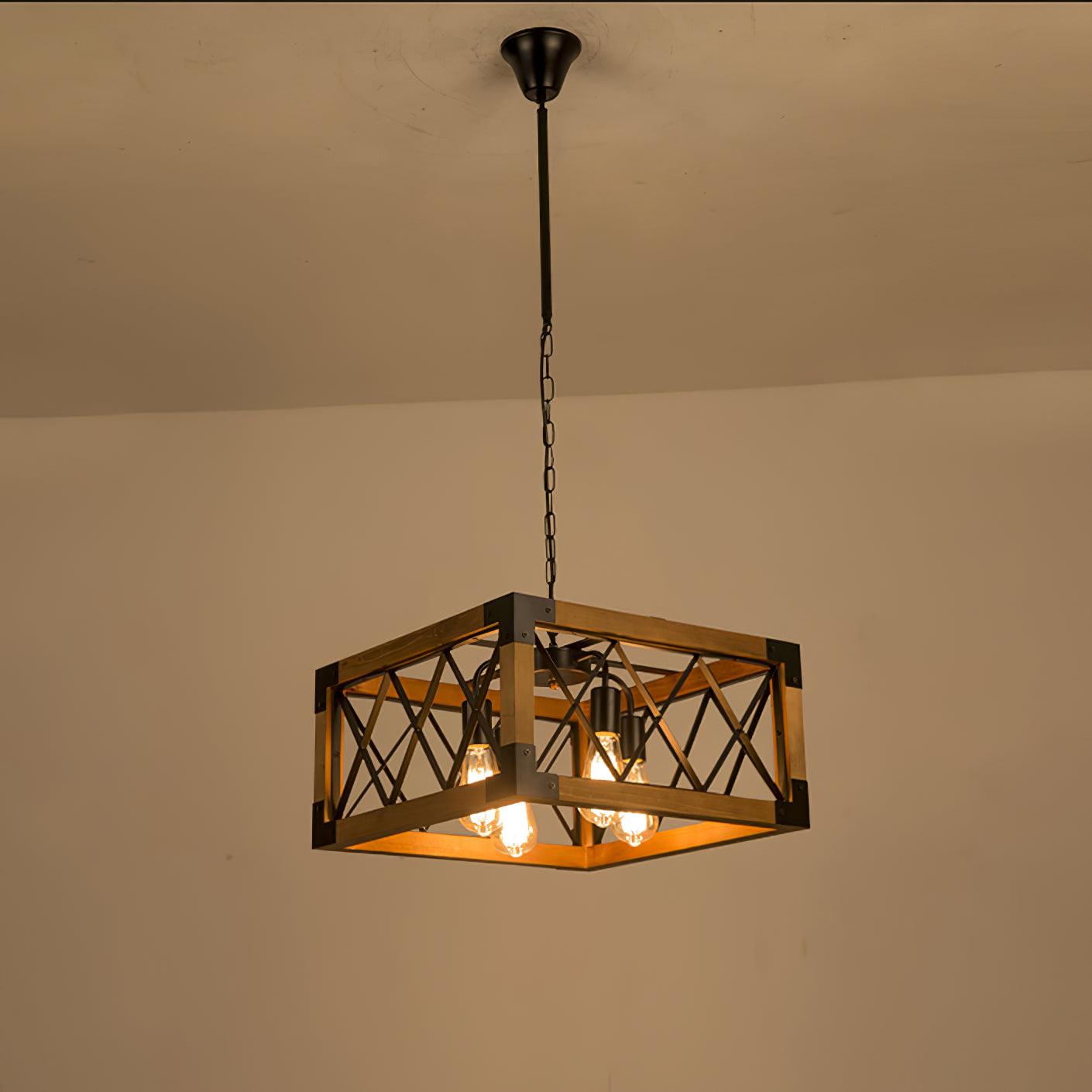 Grid Kitchen Island Rectangle Chandelier-Neutral Decor