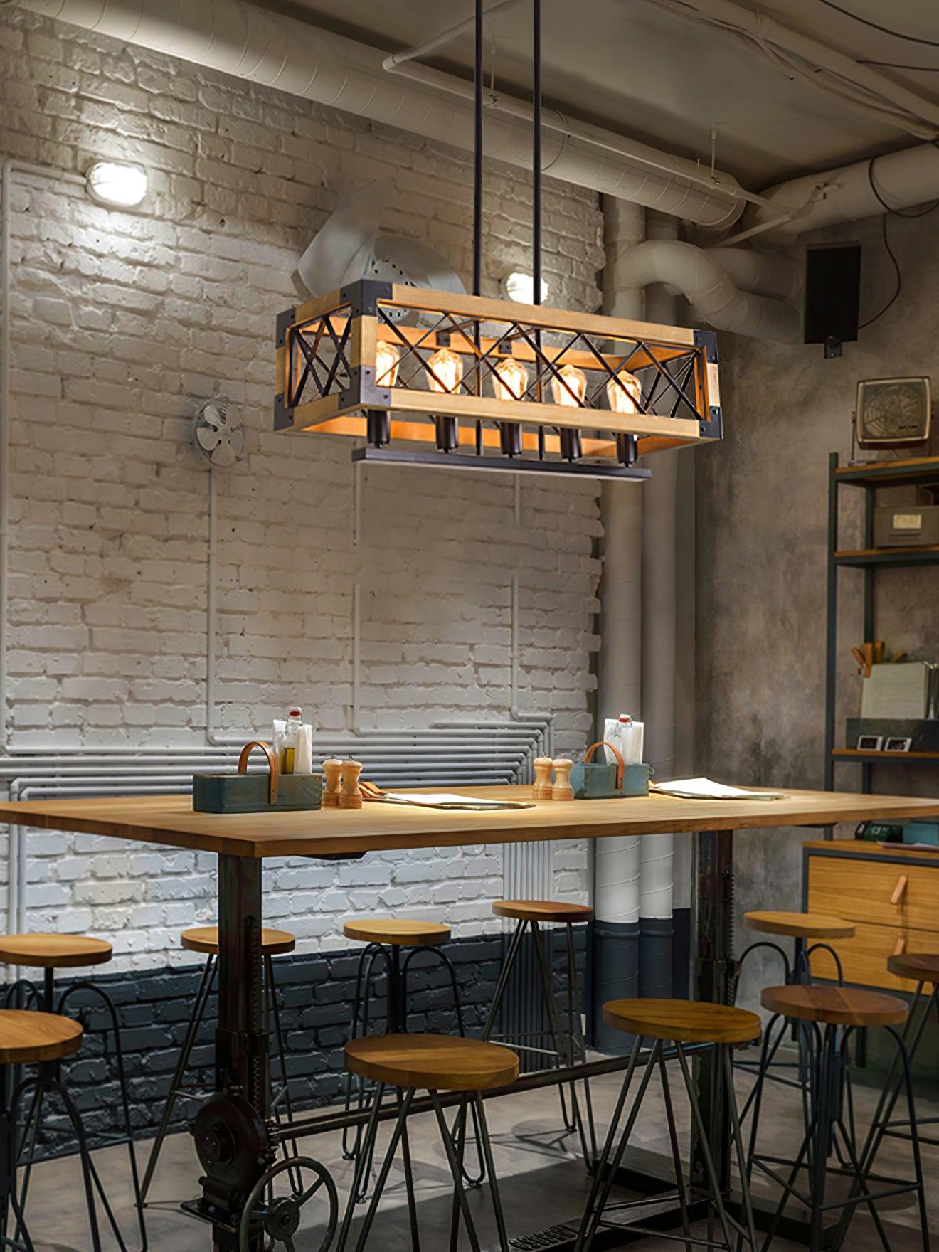 Grid Kitchen Island Rectangle Chandelier-Neutral Decor