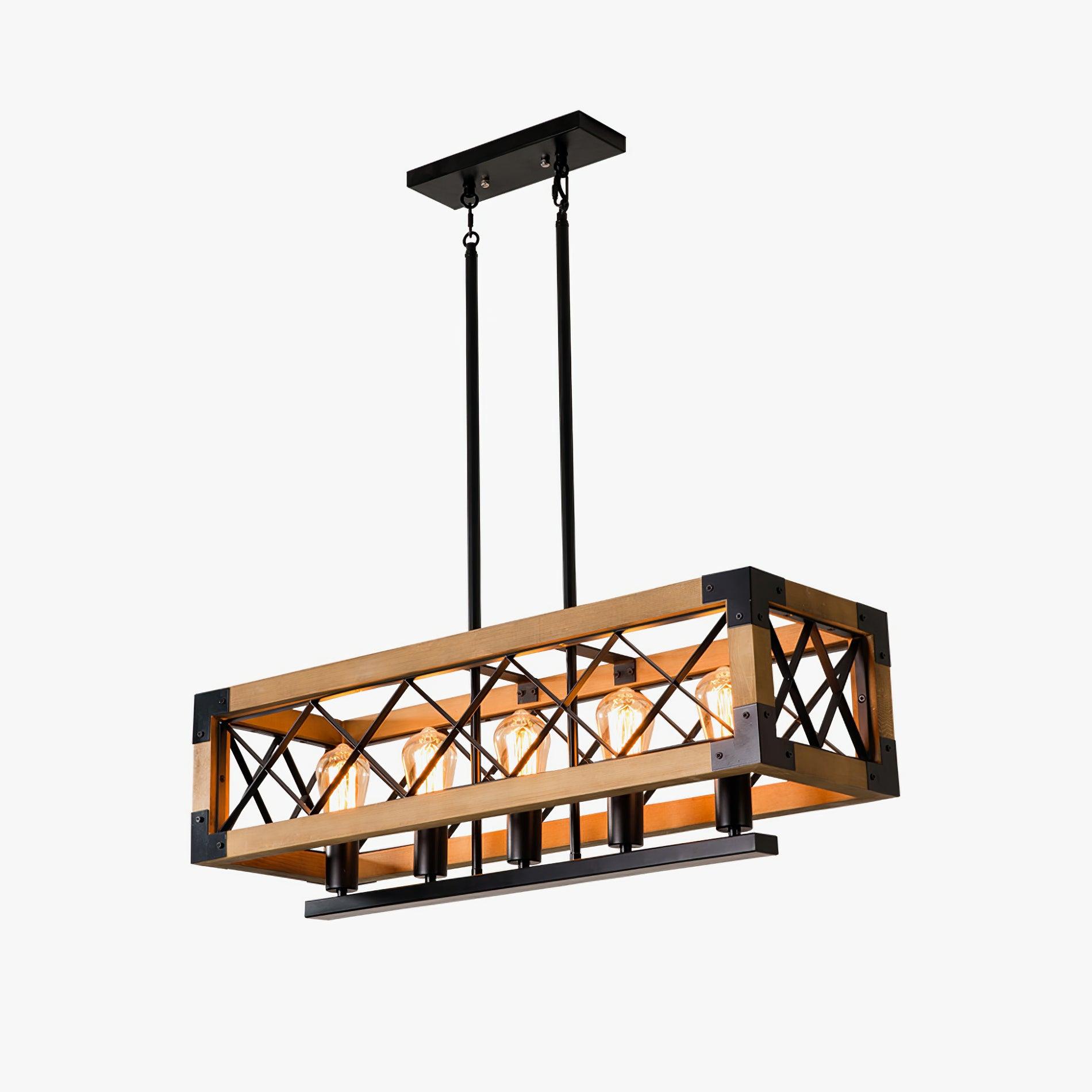 Grid Kitchen Island Rectangle Chandelier-Neutral Decor