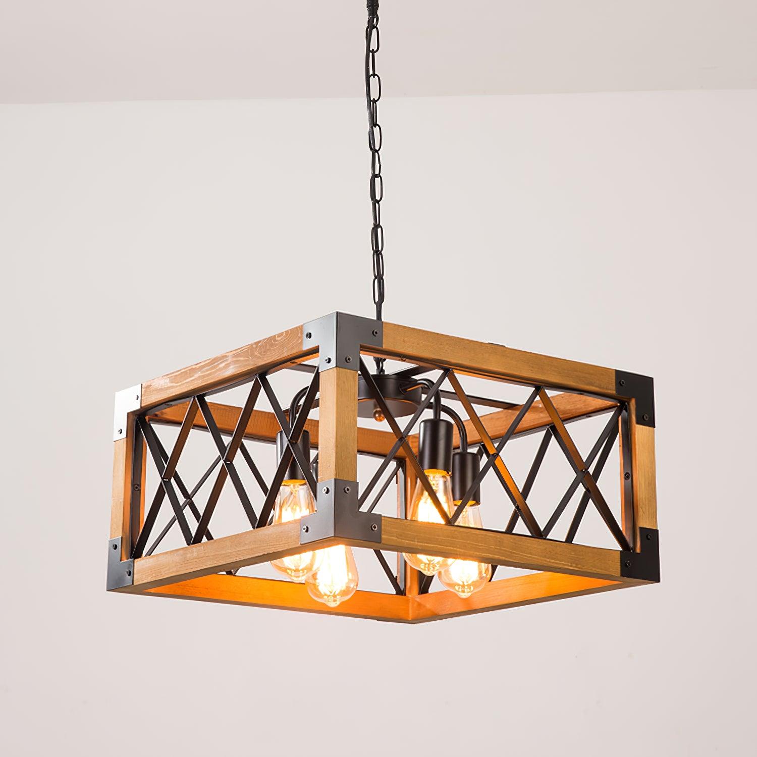 Grid Kitchen Island Rectangle Chandelier-Neutral Decor